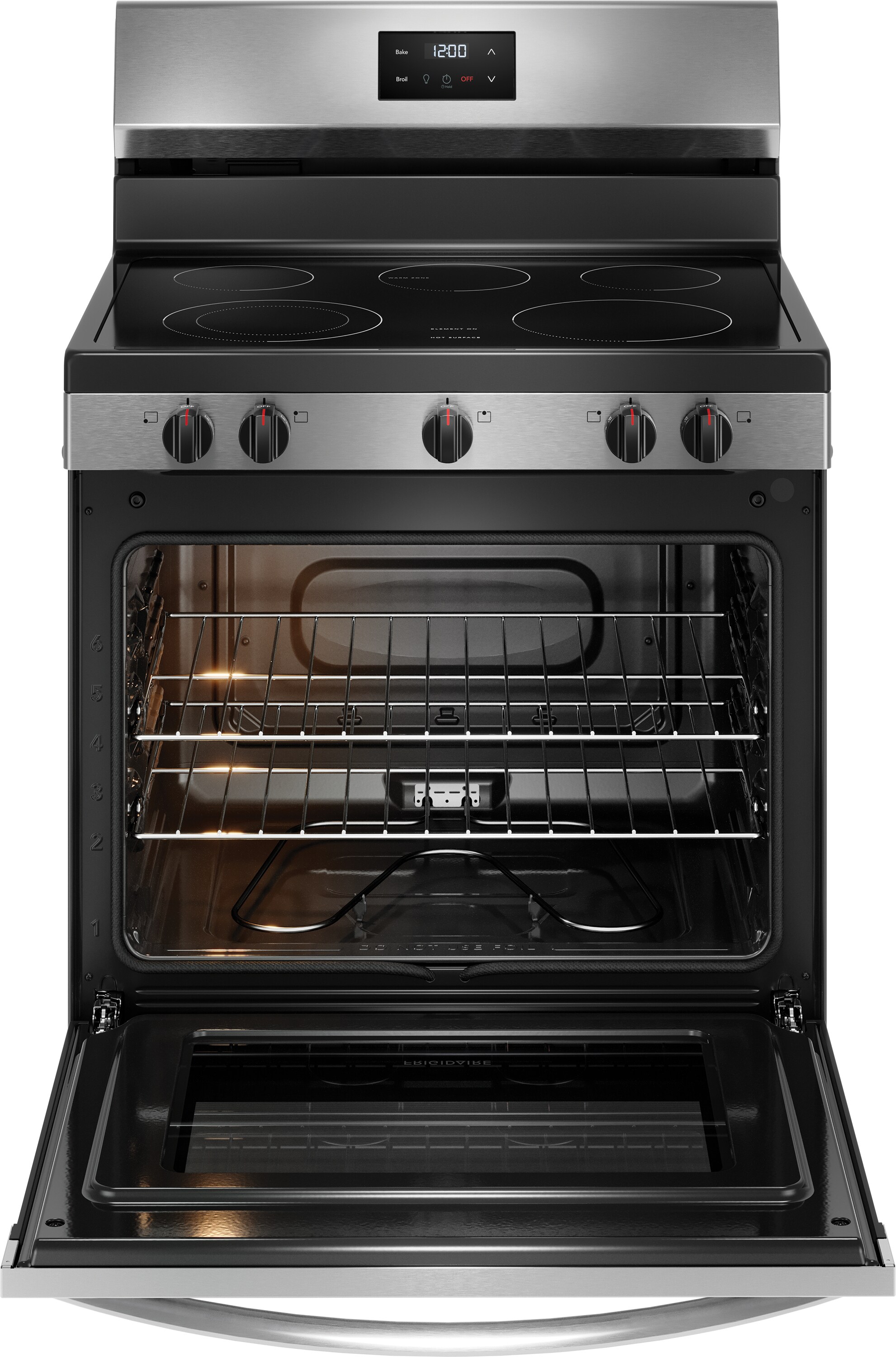 Frigidaire 30-in Glass Top 5 Burners 5.3-cu ft Freestanding Electric Range (Stainless Steel)