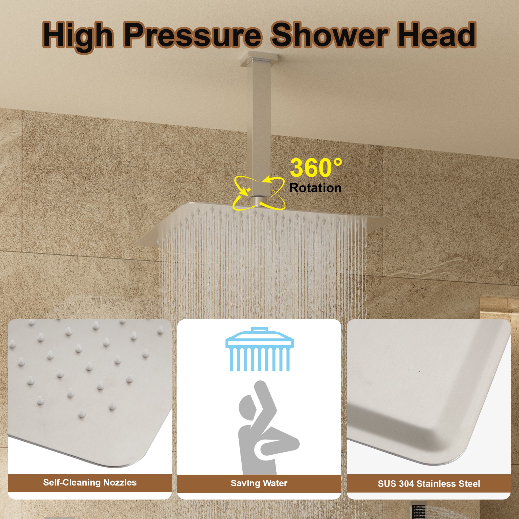 CASAINC WF-W98C02BN-10 Showerhead-Bar-Panels - View #4