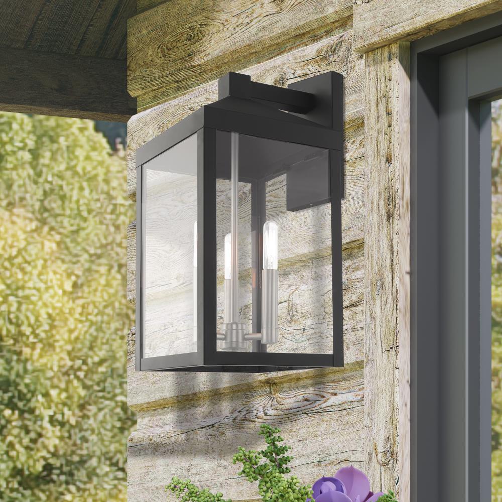Scandinavian Gray Nickel 3-Light Outdoor Wall Lantern