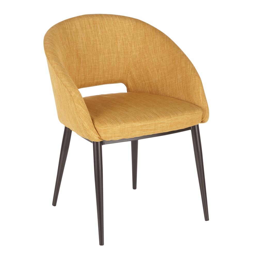 LumiSource CH-RENEE EY Renee Modern Espresso Metal, Yellow Fabric Accent Chair