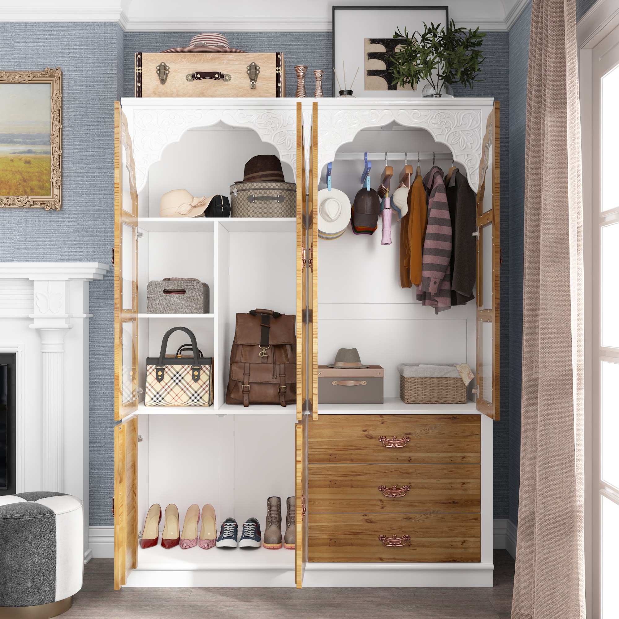 FUFU&GAGA KF390064-01+02 White+Yellow Armoire White+Yellow Armoire