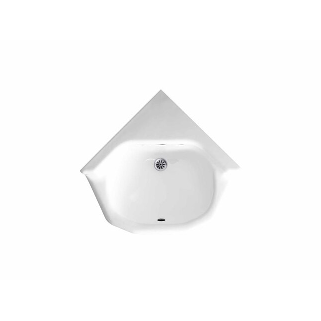 KOHLER Marston Wall-Mount Cast Iron Bathroom Sink in White with Overflow Drain KOHLER Marston Wall-Mount Cast Iron Bathroom Sink in White with Overflow Drain