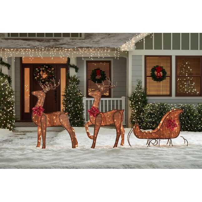 Holiday Living 3-Pack Reindeer Reindeer with White Incandescent Lights ...
