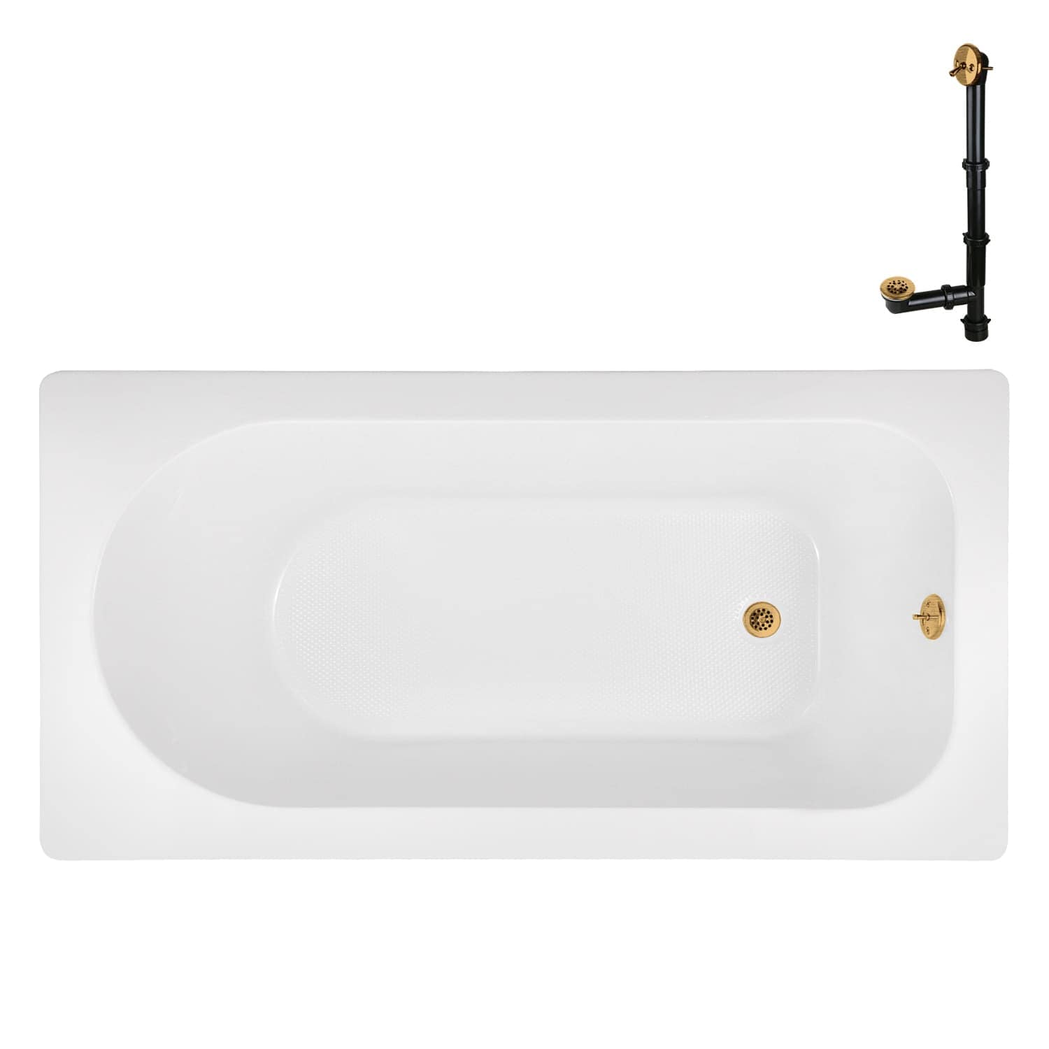 Streamline -  72 inch x 36 inch Acrylic Soaking Drop-In Bathtub in Glossy White With External Dra...
