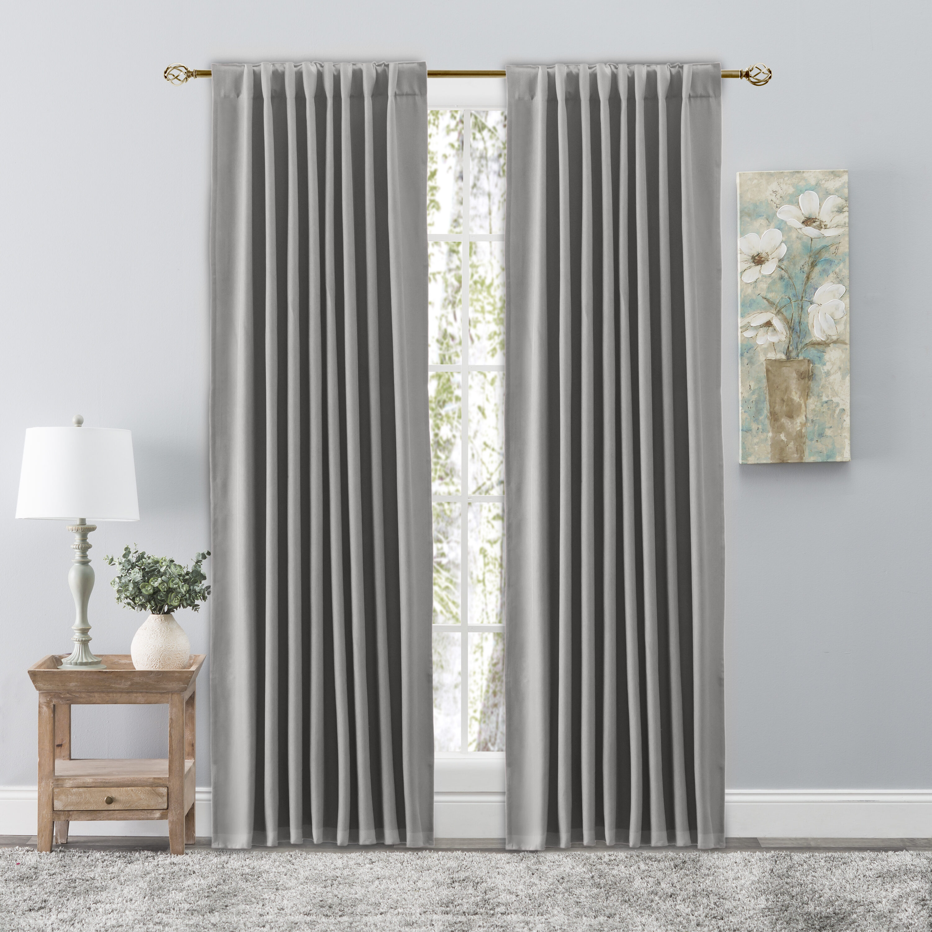 Ricardo Trading 03800-70-084-10 84-Inches Grey Light filtering Back tab Single curtain panel