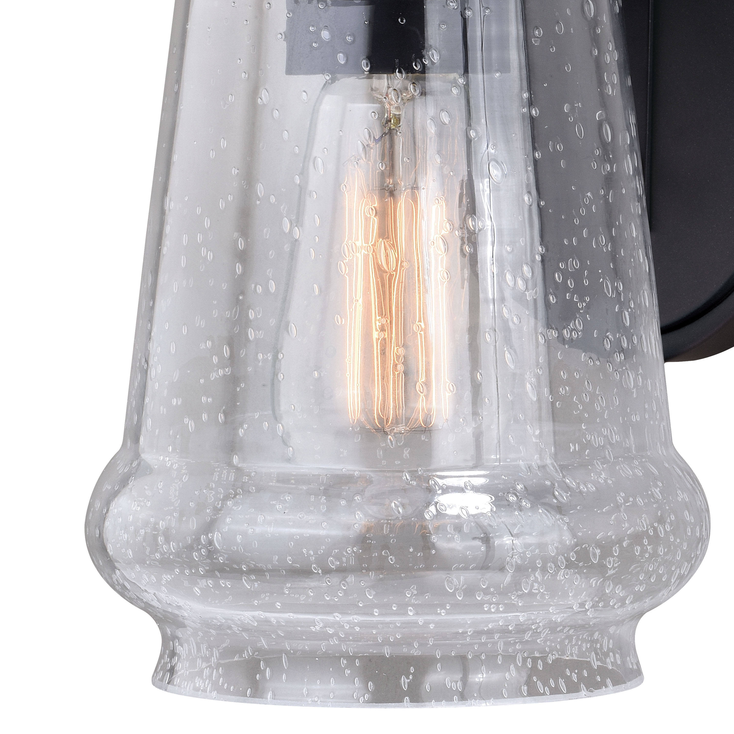 Bridgeport 14.75" Bronze Cylinder Outdoor Wall Light with Seeded Glass