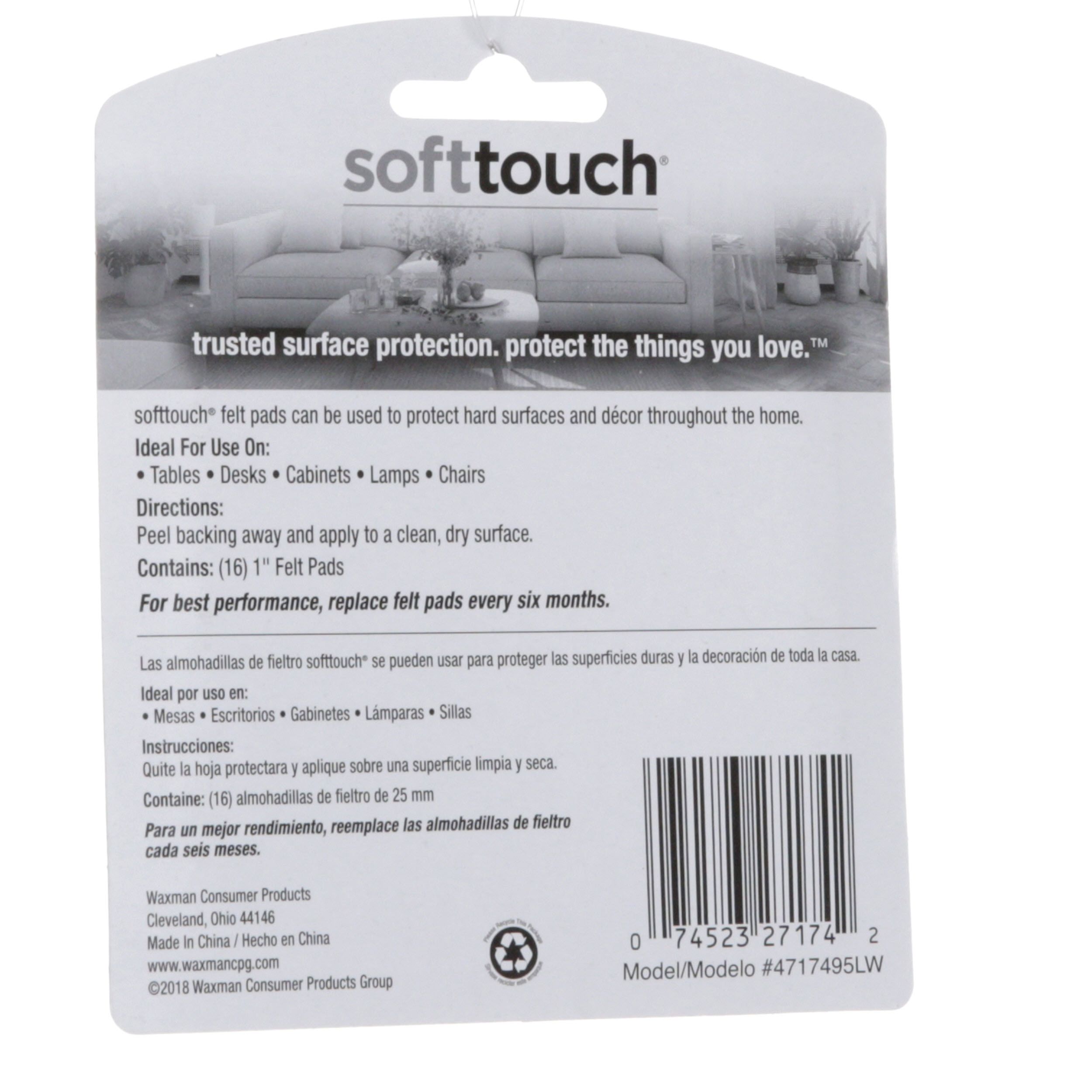 Set of 2 SoftTouch 16-Pack 1-in Square Felt Pad 