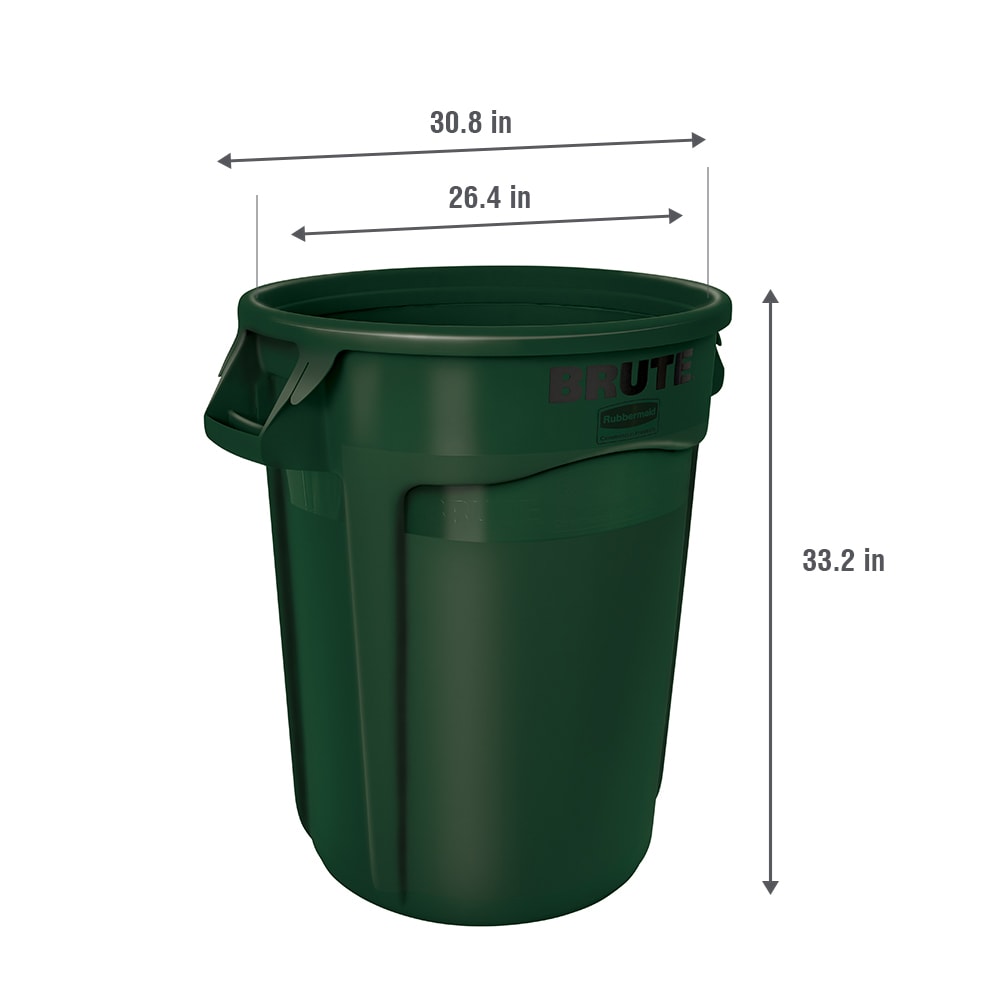 Rubbermaid Commercial Products BRUTE 55-Gallons Green Plastic Outdoor ...