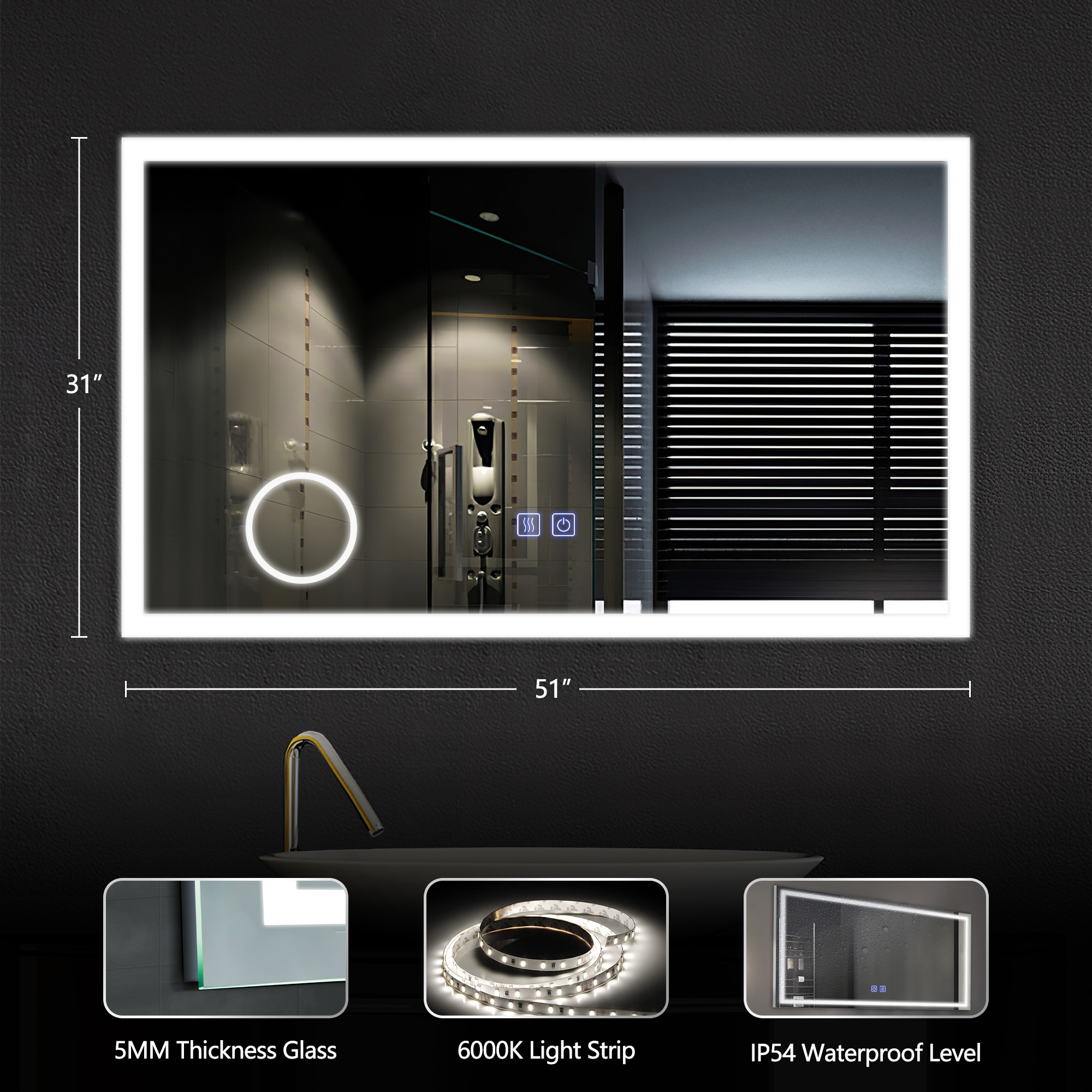Dovelina LS-A-MR03075 Framed-Bath-Mirrors - View #8