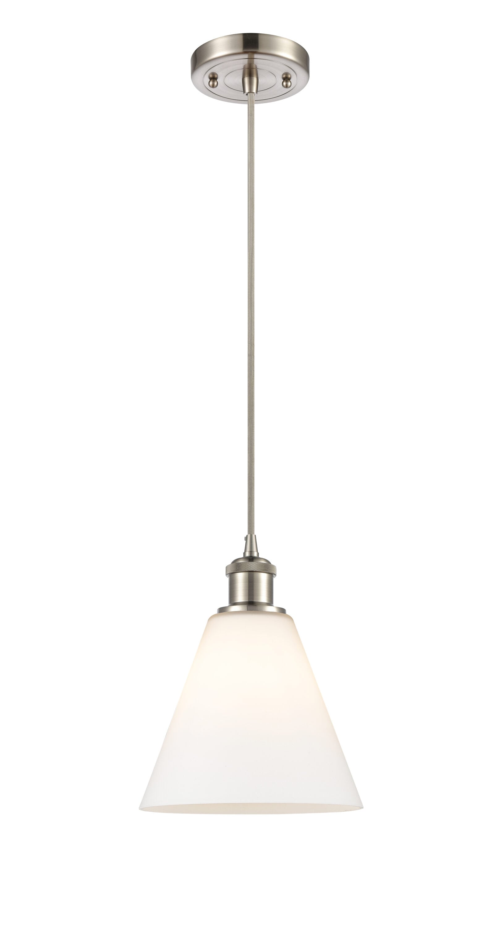 Innovations Lighting 516-1P-SN-GBC-81 Berkshire Brushed Satin Nickel Industrial Opal glass Cone Medium Hanging Pendant light
