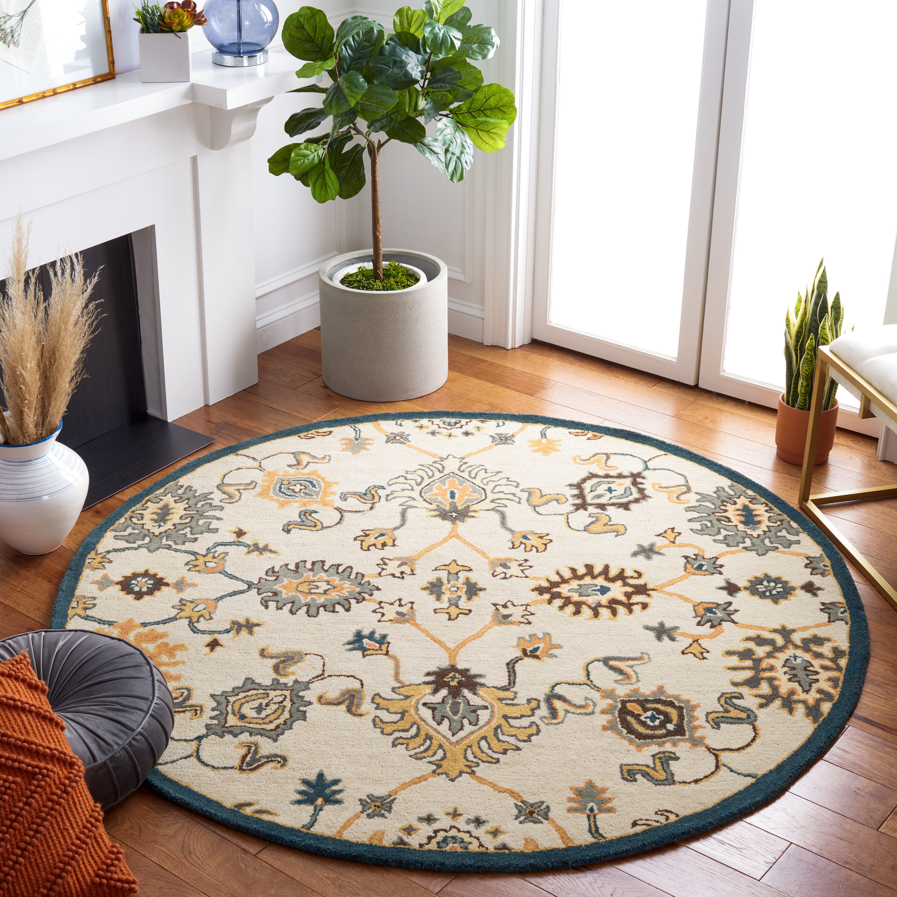  Heritage 375 Beige/Ivory Traditional 6ft x 6ft Round Rug