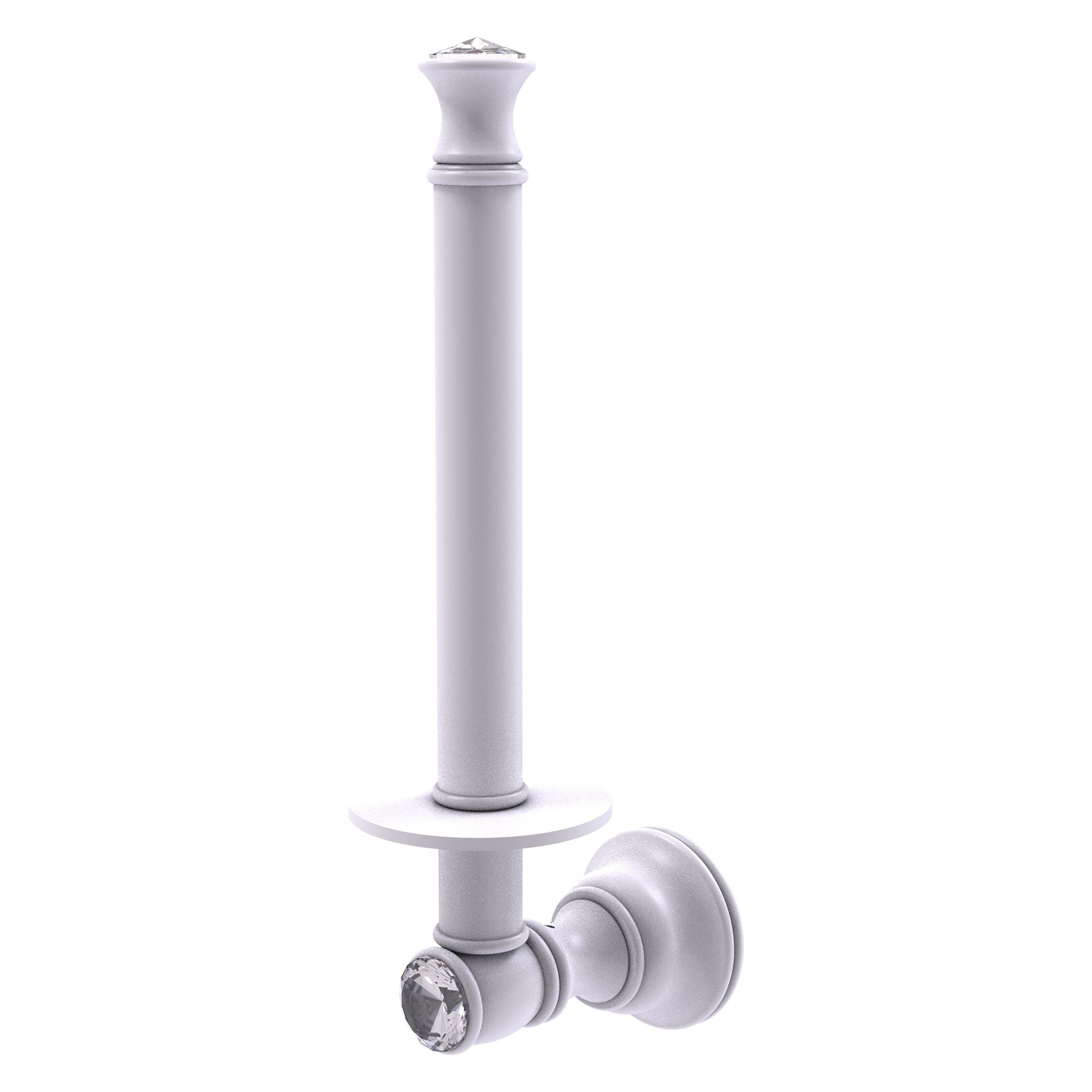 Allied Brass CC-24U-WHM Carolina Crystal Matte White Wall mount Single post Toilet Paper Holder 1 -Rolls with Storage