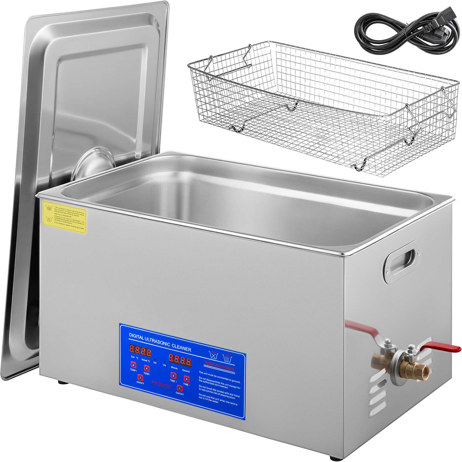 VEVOR SCJPS-80ACSB01151V1 22L Industrial Ultrasonic Cleaner with Digital TimerandHeater 40kHz Professional Ultrasonic Cleaner 110V with Excellent Cleaning Effect for Wrench Tools Industrial Parts Mental Apparatus