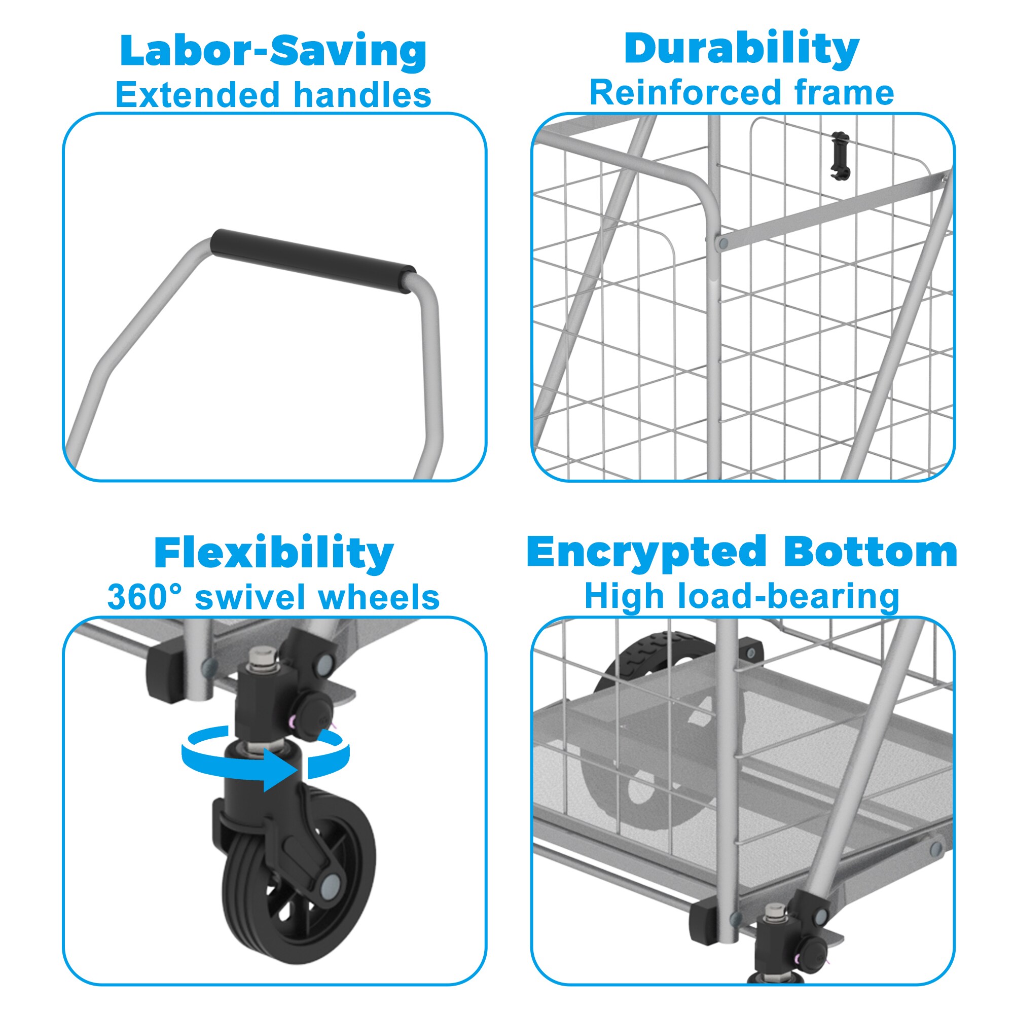 COSTWAY Folding Shopping Cart, Metal Grocery Cart with...
