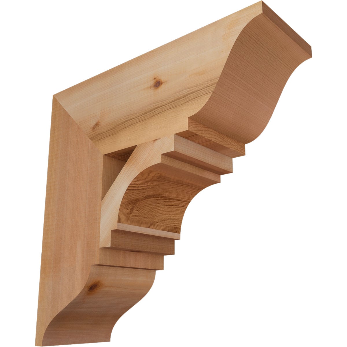 Ekena Millwork BKT06X18X18MRC01SWR Merced traditional smooth 5-1/2-in x 18-in x 18-in Western red cedar Brown Wood Standard bracket