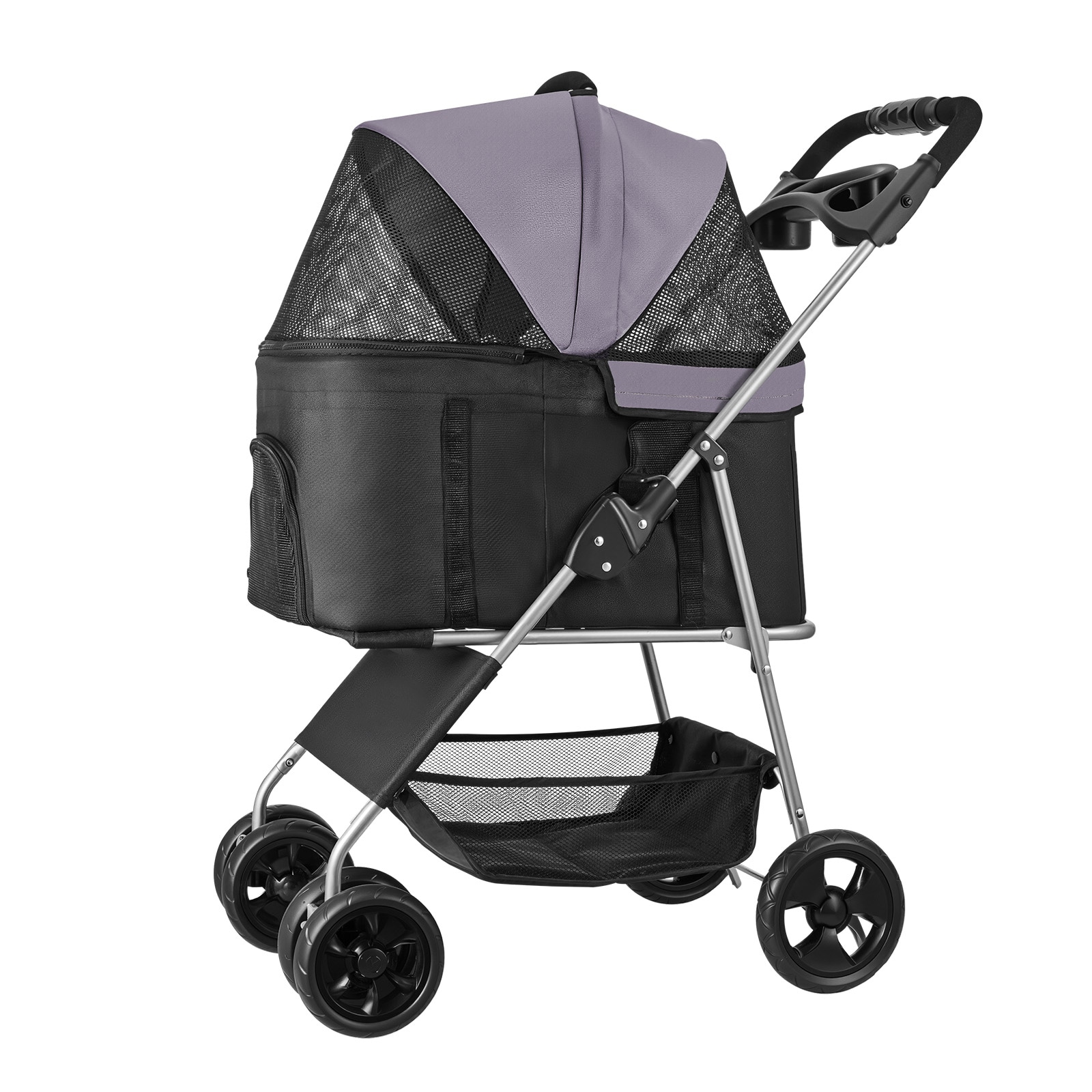 VEVOR Pet Stroller  35 lbs Weight Capacity  Foldable Dog Stroller Cart  4 Wheels Cats Pram with Detachable Carrier and Mesh Windows  Portable Animal Carrier with Brake for Small to Medium Pets