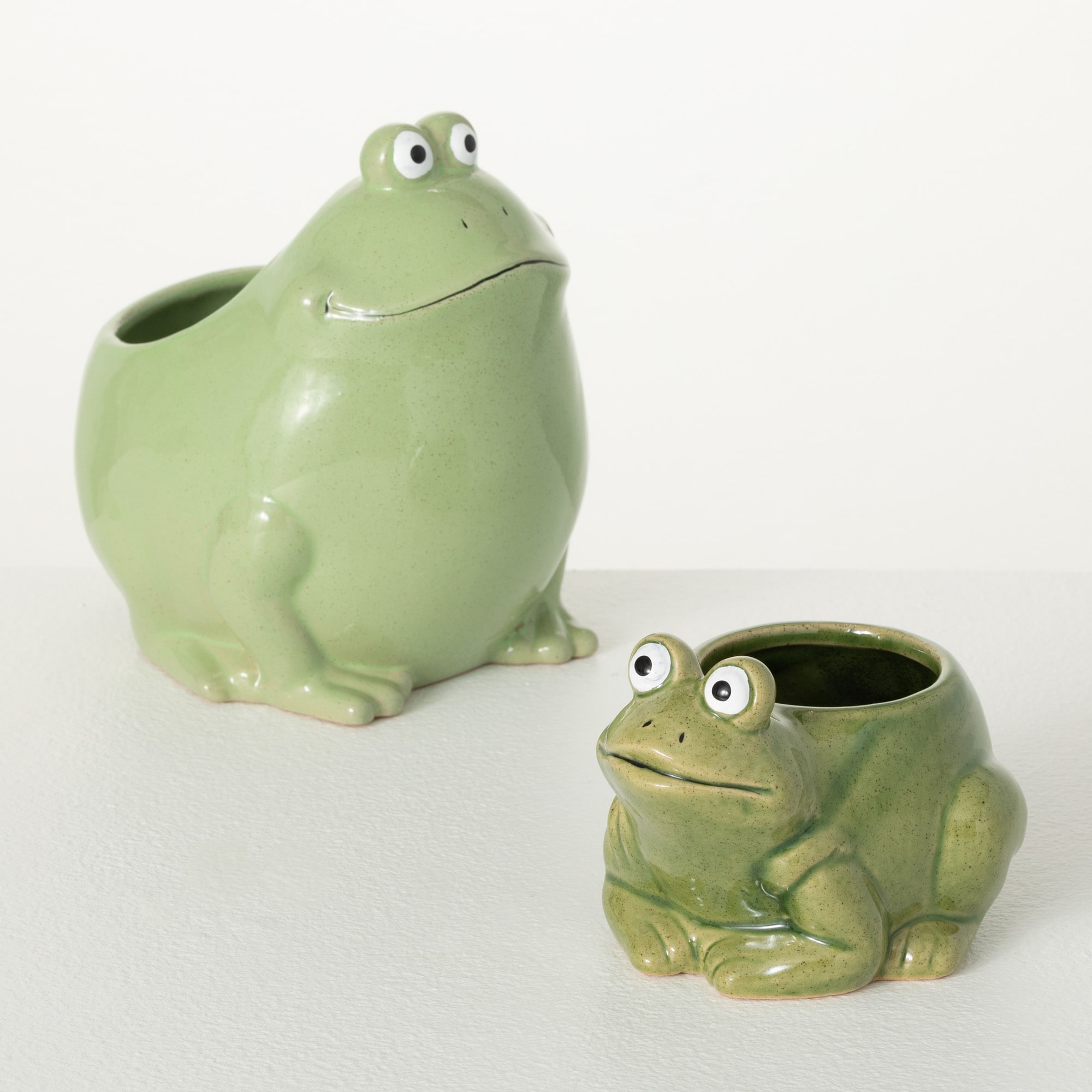 Sullivans N2826 2 -Pack 6.0-in W x 6.25-in H x Green Ceramic Indoor Planter