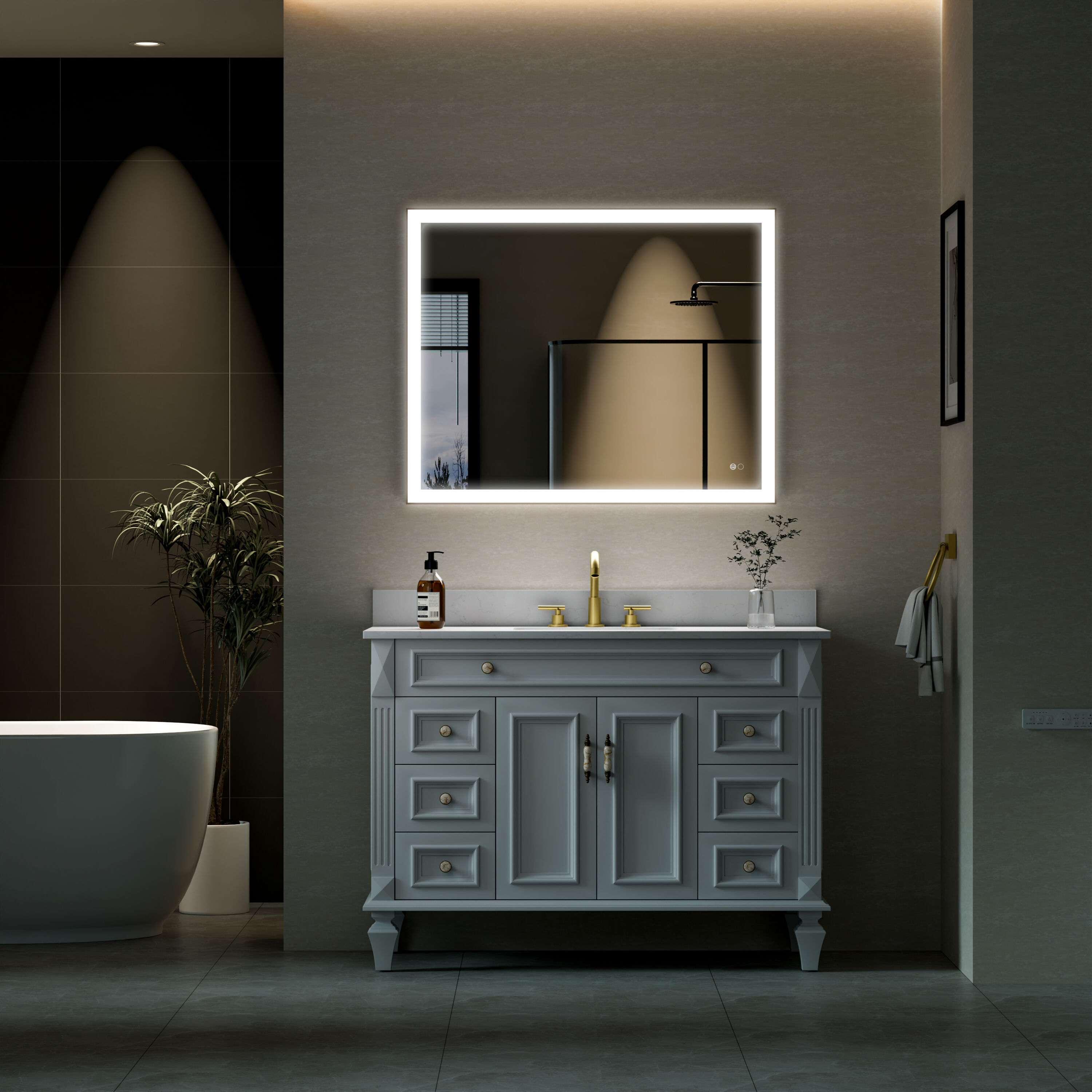 WELLFOR W5FM4032GD Framed-Bath-Mirrors - View #4