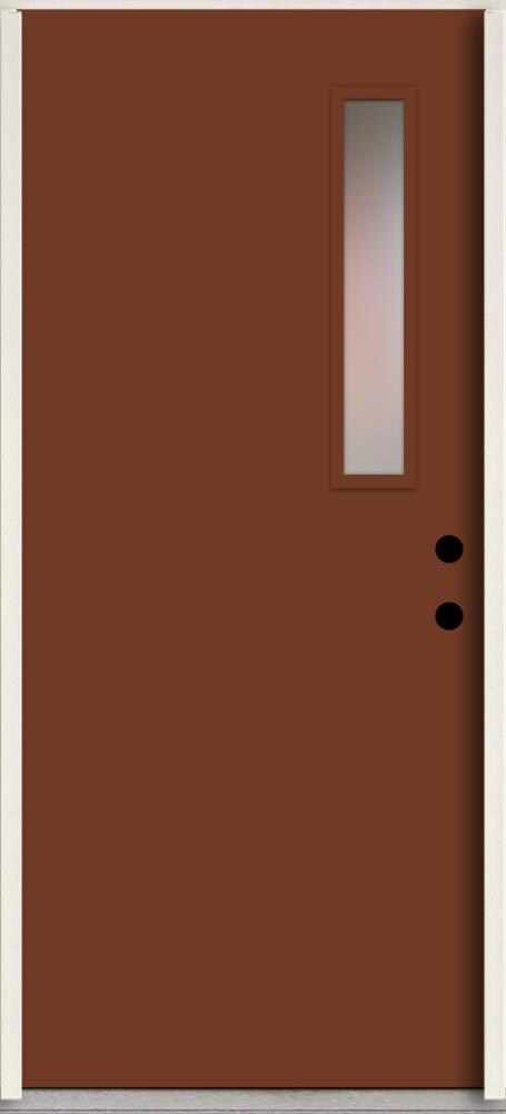 RELIABILT LO1063482 Spotlights 36-in x 80-in x 4-5/8-in Fiberglass 1/4 lite Left-hand inswing Fox Tail Paint Painted Prehung Front Door Insulating core