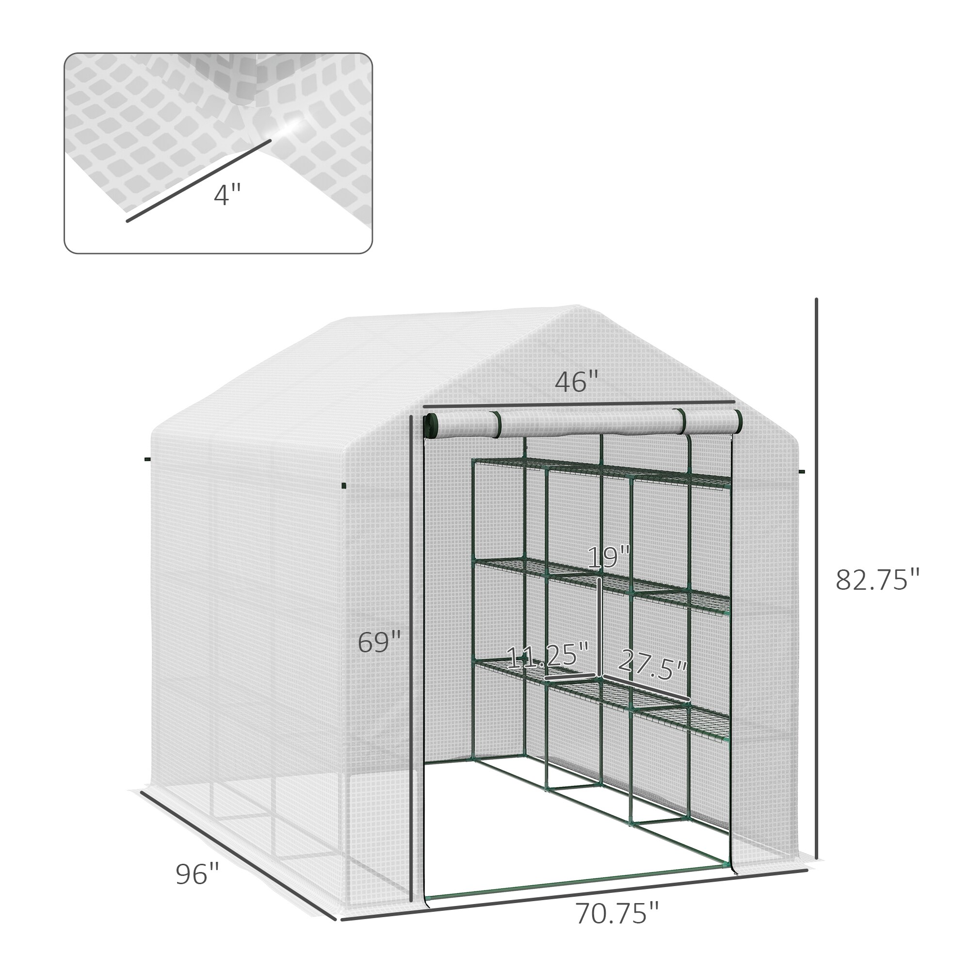 Outsunny 845-696V01WT greenhouses - View #3