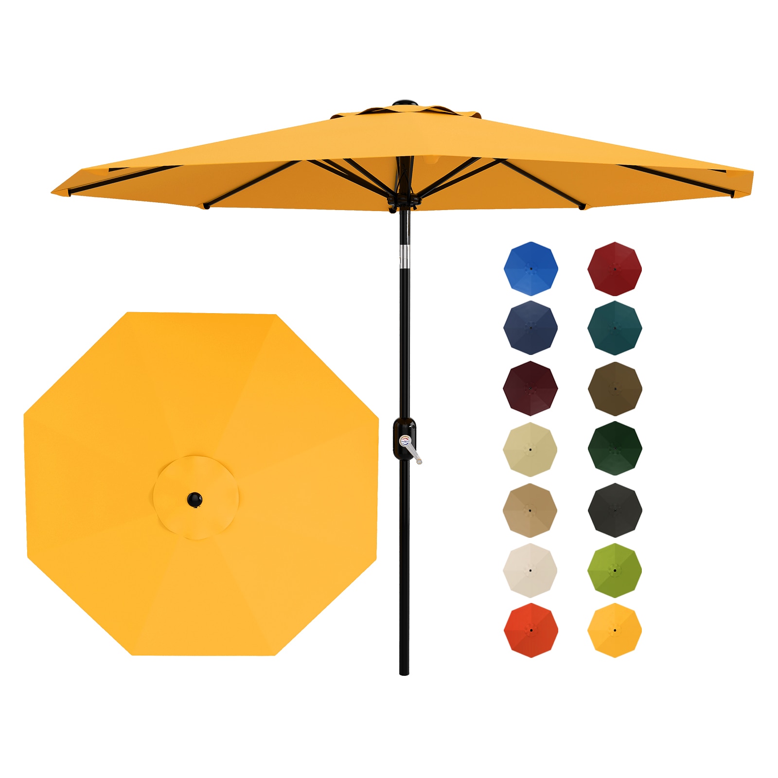 Garvee - 10FT Patio Umbrella with Crank Lift and Push Button Tilt - 8 Sturdy Ribs UV Protection W...