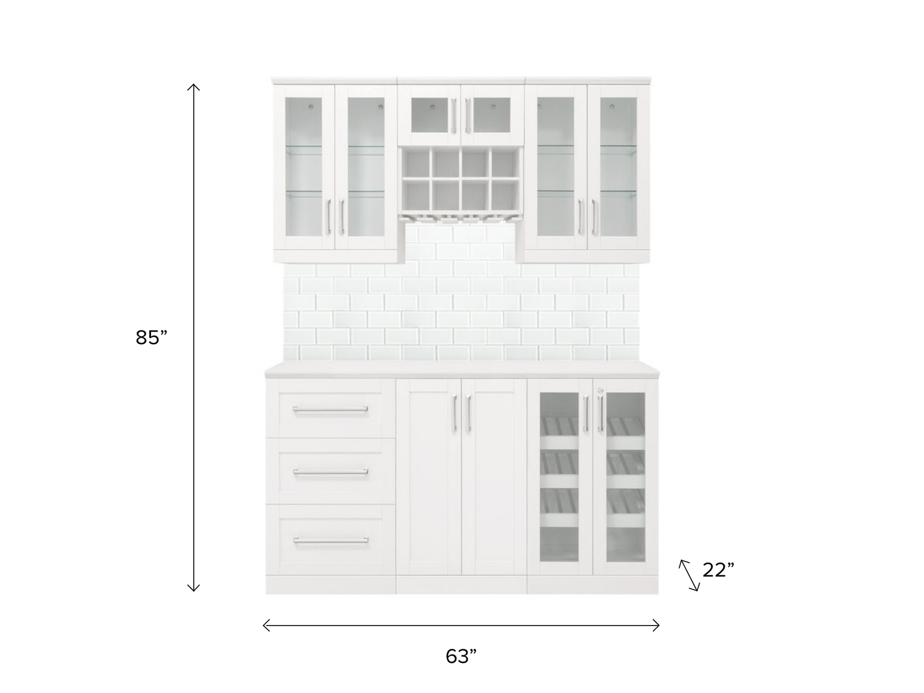 Home Wine Bar Cabinet 7-piece Set with Short Wall Cabinets by NewAge  Products