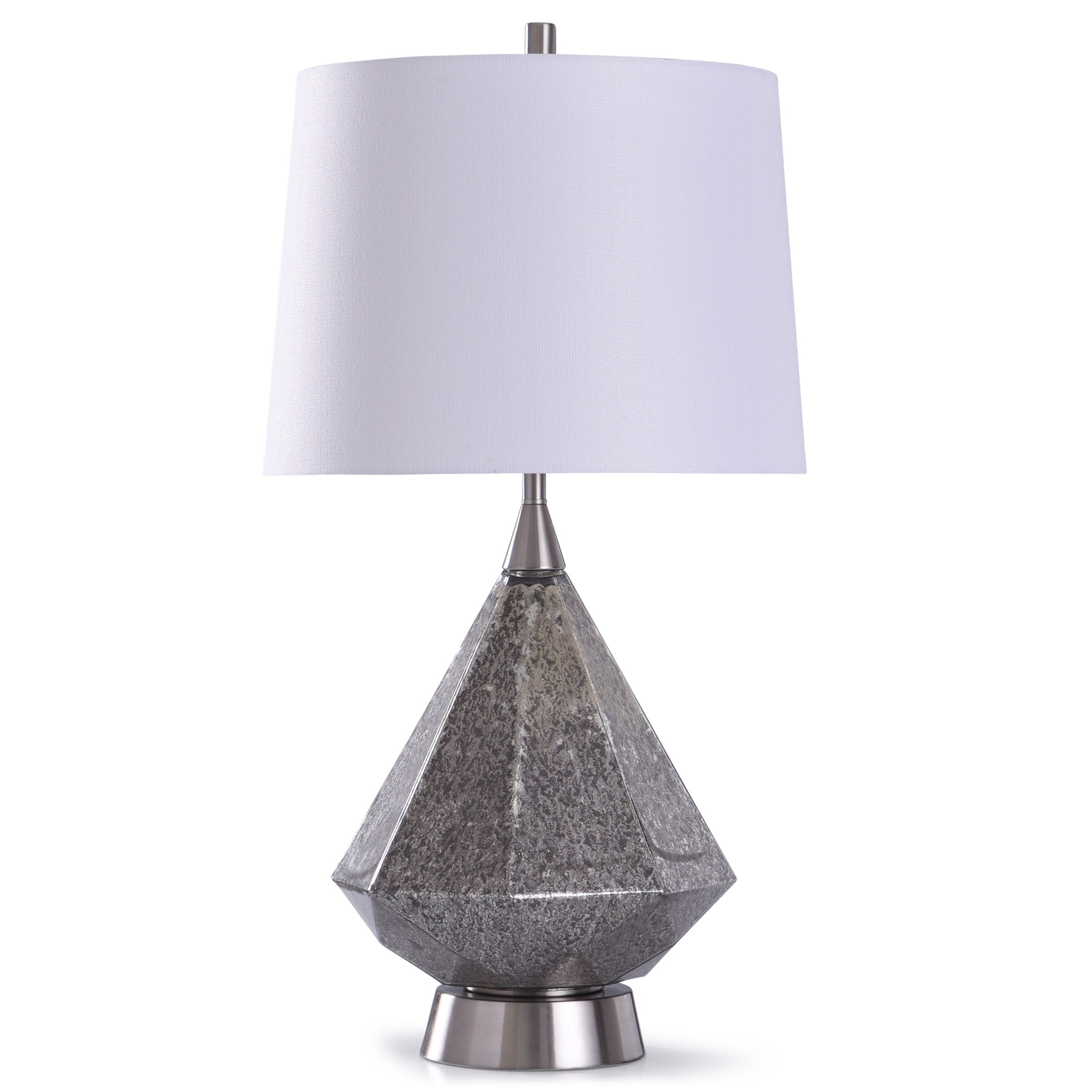StyleCraft Home Collection L318849DS 32-in Silver, Multi-gray 3-way Table Lamp with Fabric Shade