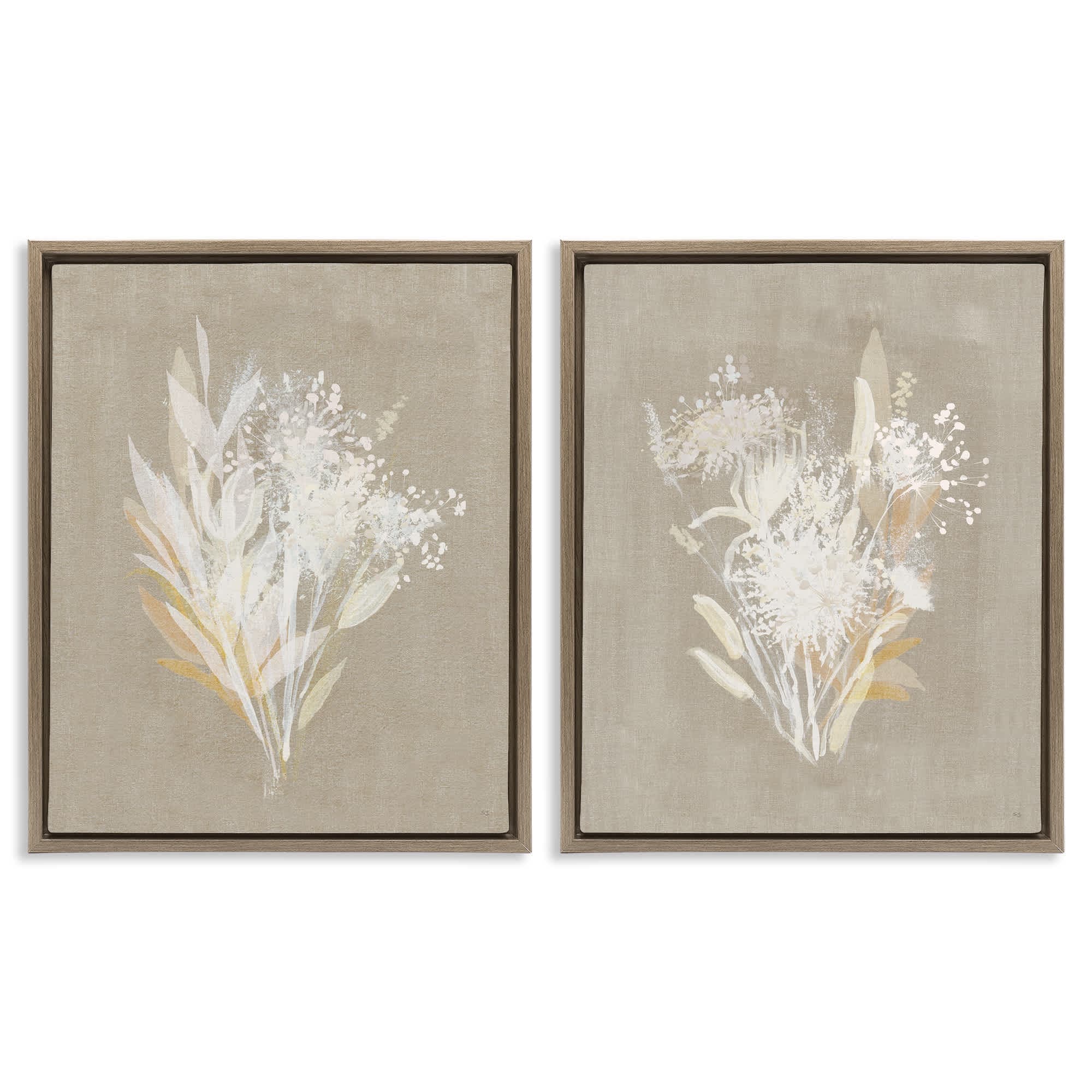 Stupell Industries B2-723-FFE-2PC-16X20 Natural Herb Impression 2 Piece Brown Framed Floater Canvas Set By Susan Jill 17 x 21