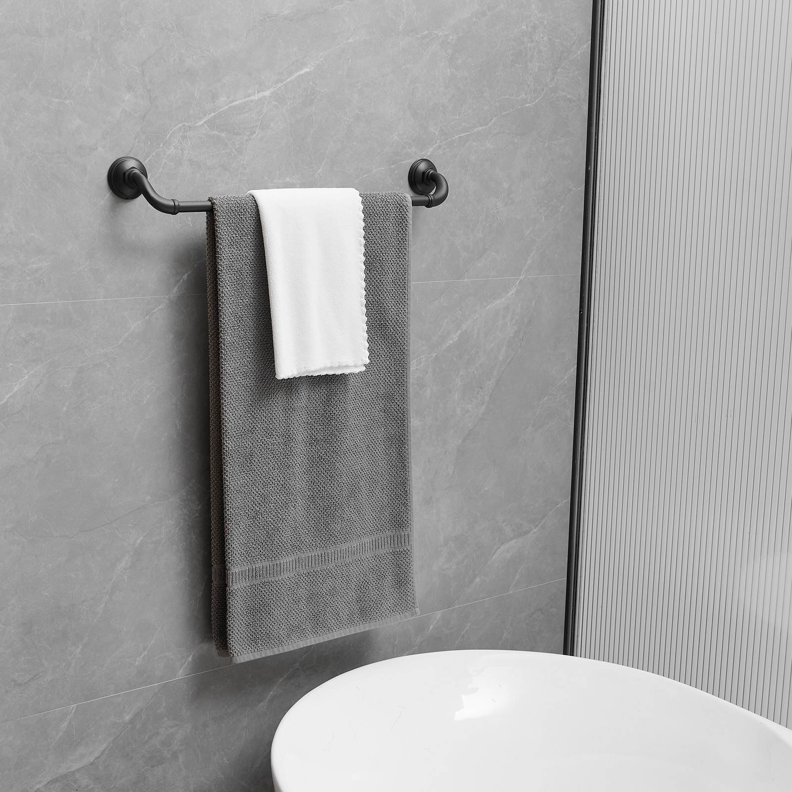 Matte Black 4-Piece Metal Bathroom Hardware Set