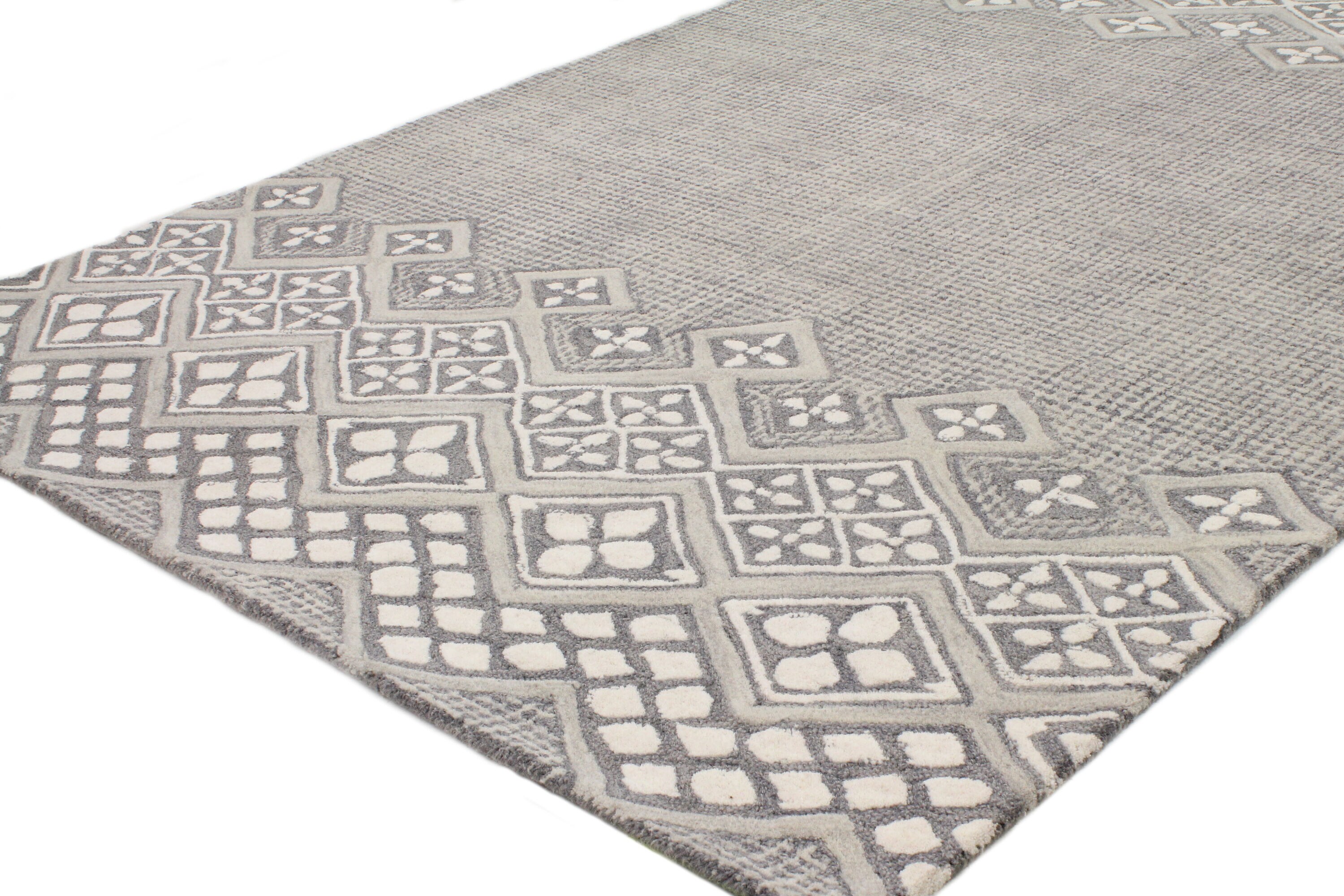 Bashian 5 X 8 (ft) Wool Grey Indoor Geometric Moroccan Area Rug at ...