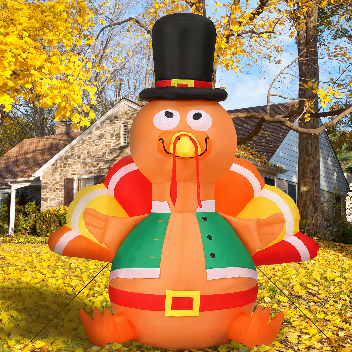 Fraser Hill Farm 6-ft Lighted Thanksgiving Turkey Inflatable - Outdoor ...