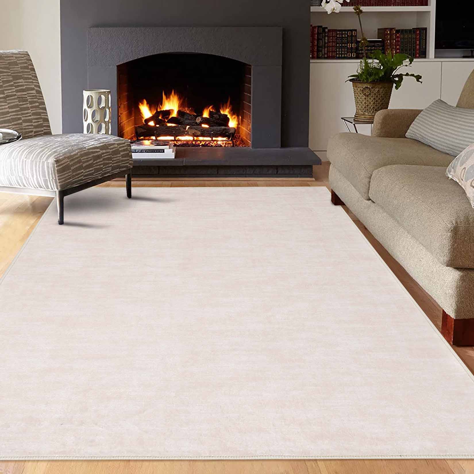 Garvee YXY-LO-PHO-0W1N5GVO 8 x 10 (ft) Loomed Polyester Beige Rectangular Indoor/Outdoor Solid Rustic Machine washable Area rug
