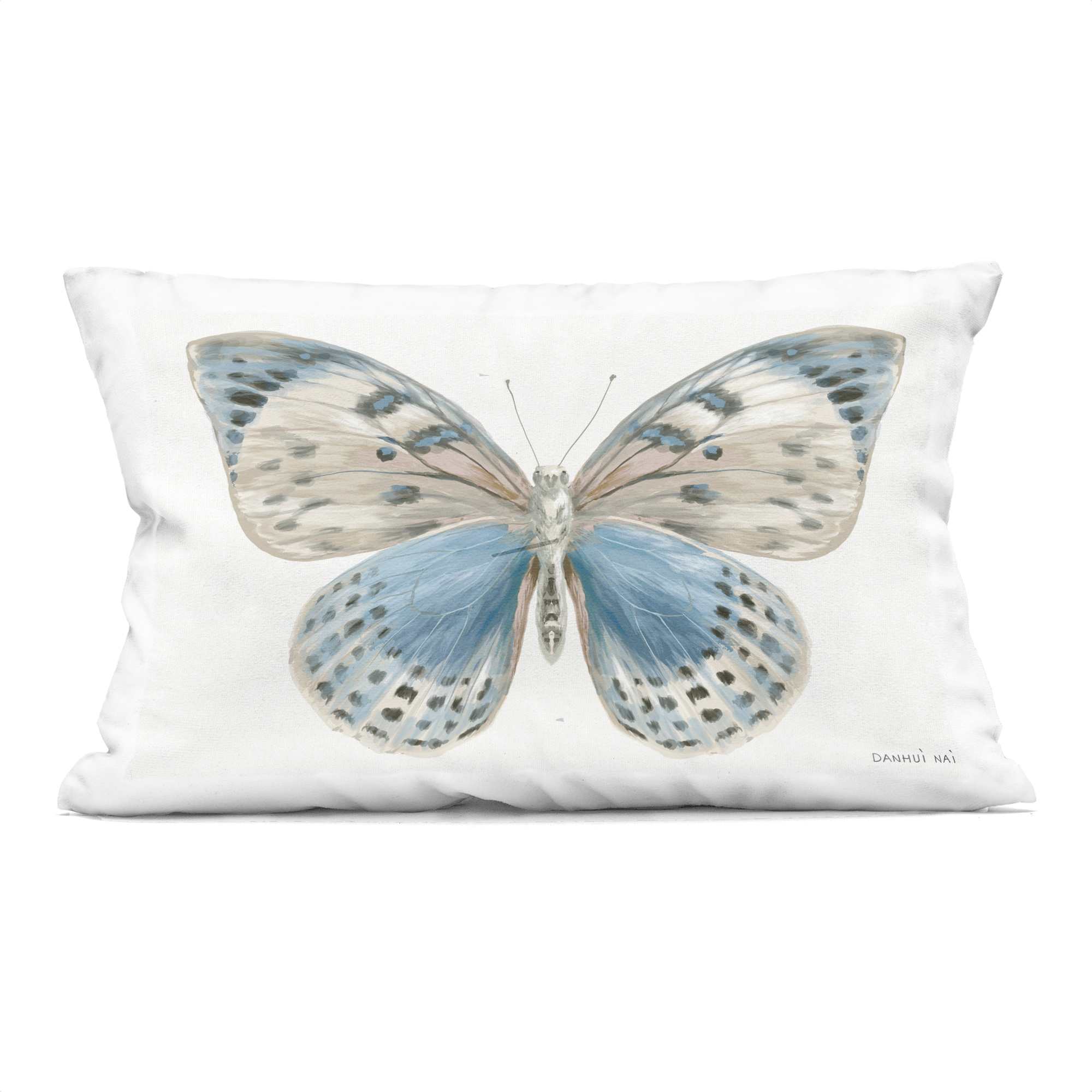 Stupell Industries PLQ-742-RCW-14X20 Blue and White Butterfly Decorative Printed Throw Pillow design by Danhui Nai 14 x 7 x 20