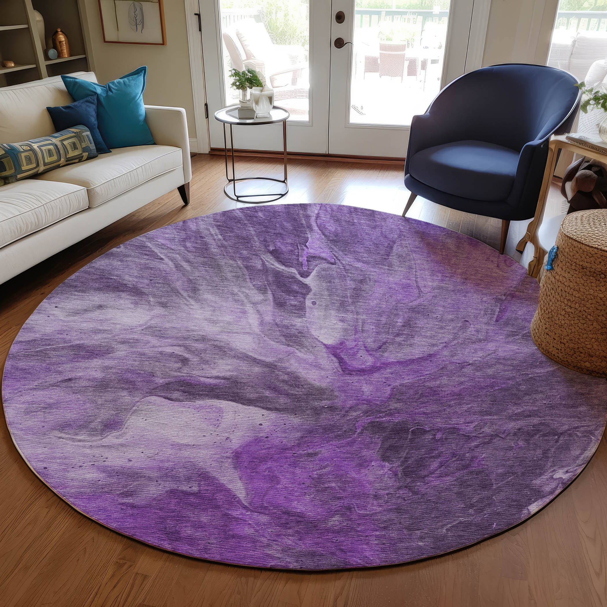 Addison Rugs ACN641PP8RO Chantille ACN641PP 8 x 8 (ft) Polyester Purple Round Indoor/Outdoor Geometric Machine washable Area rug
