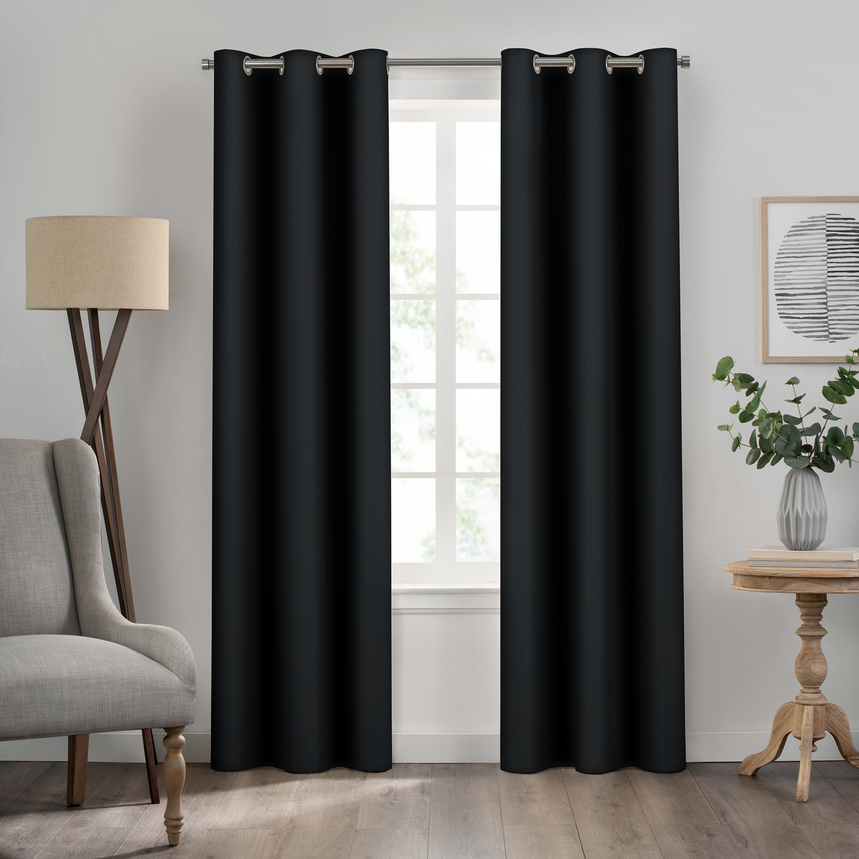 Eclipse 22716802725 84-Inches Black Blackout Grommet Single curtain panel