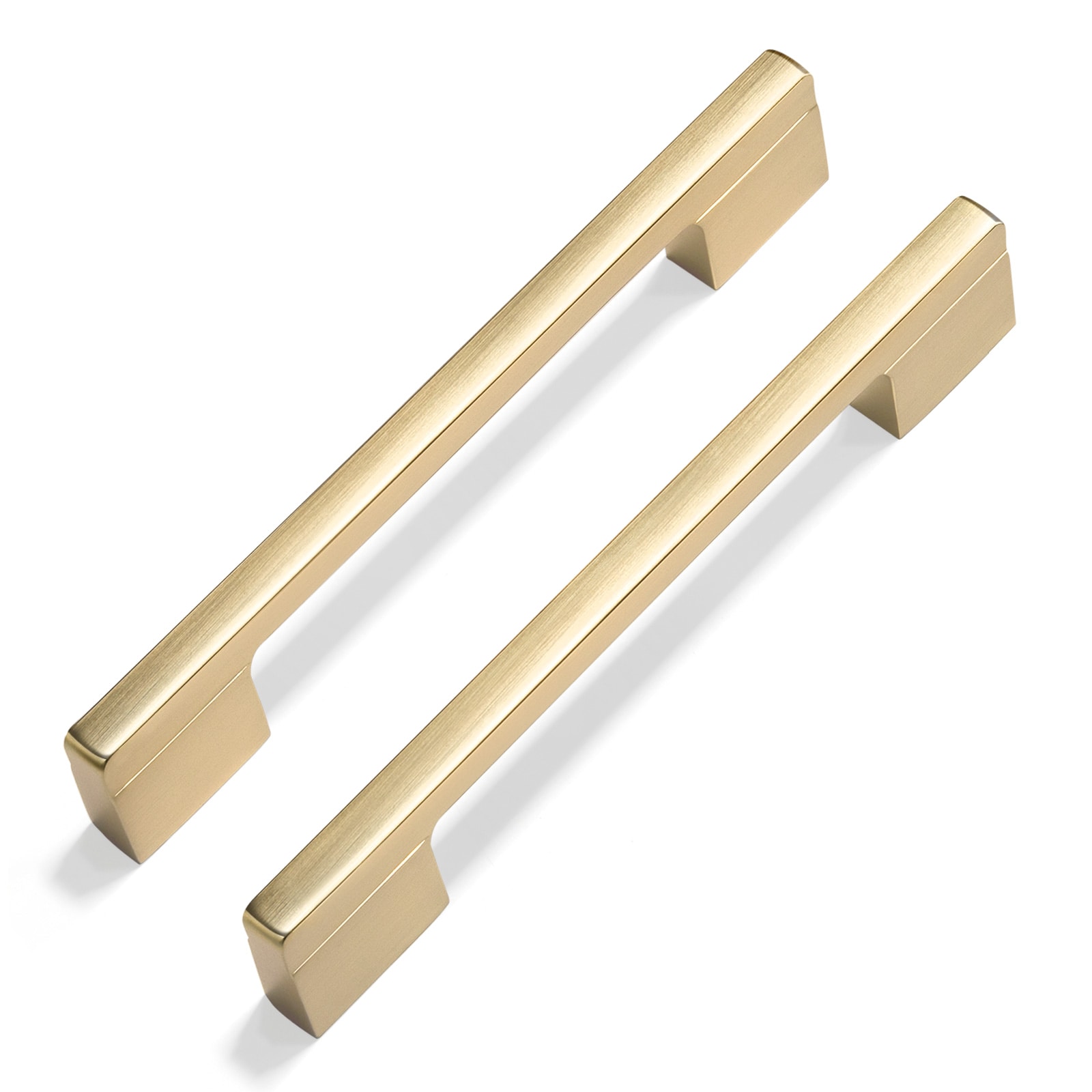 Miaokesen 1816TLS-96 3-3/4-in , 96mm Center to Center Light Brushed Brass Rectangular Handle 6 -Pack