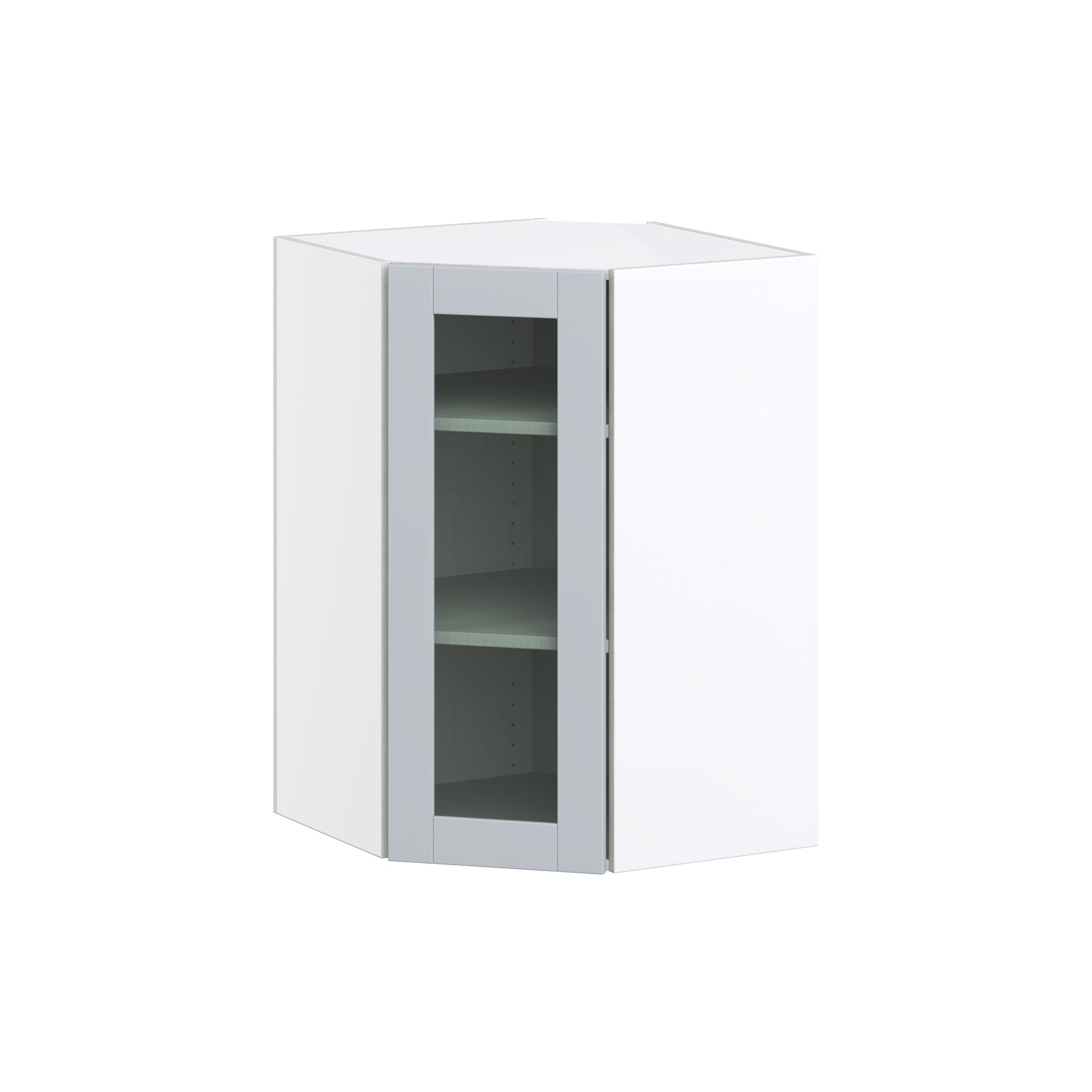 Hugo&Borg DSWAG2435(L/R)-CH Charlesberg 24-in W x 35-in H x 14-in D Light Gray Diagonal Diagonal Corner wall Fully assembled Cabinet (Glass Panel Glass)