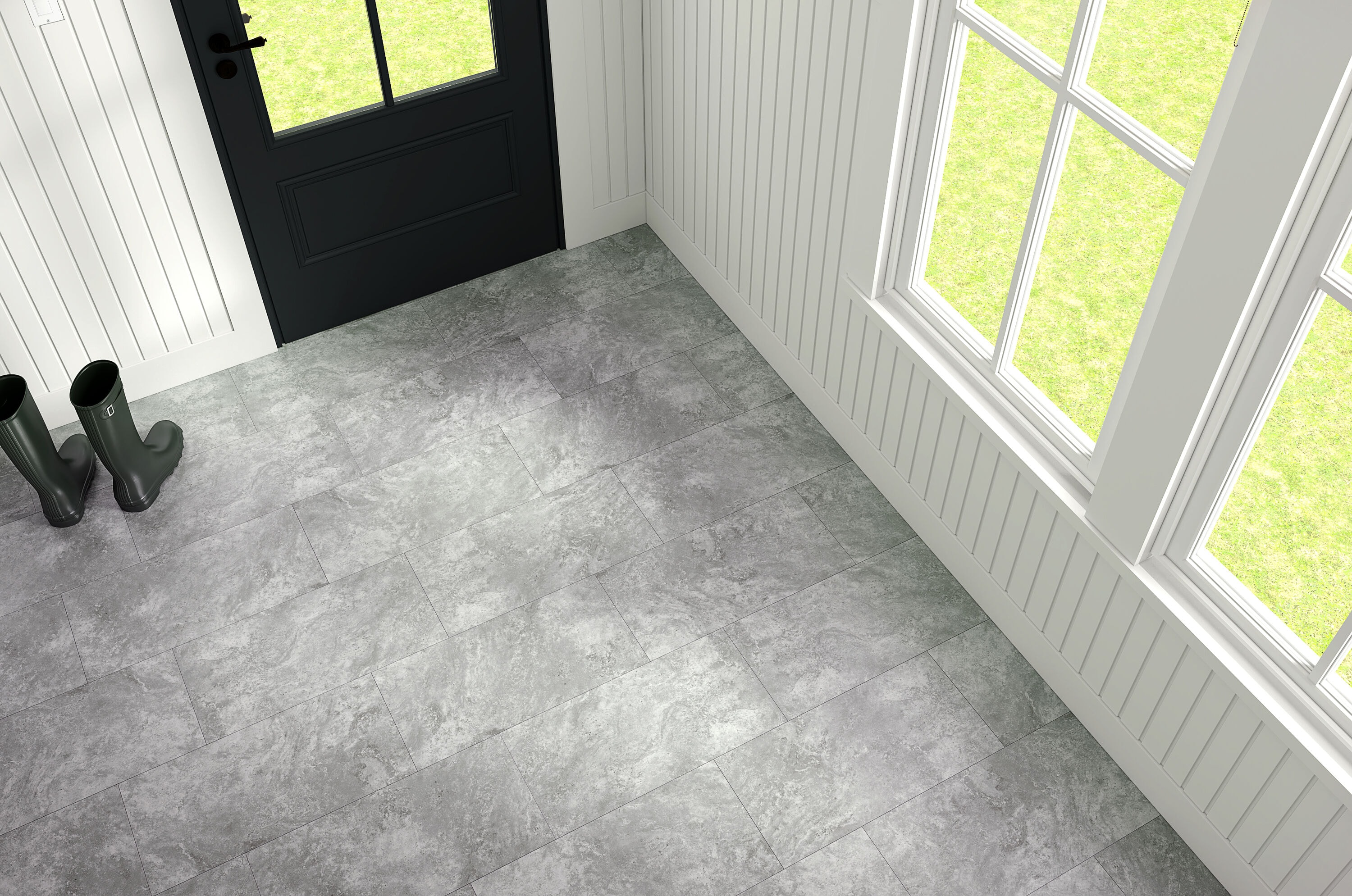 432 SF of 100% WATERPROOF Light Greystone LVT Glue-Down Vinyl Tile