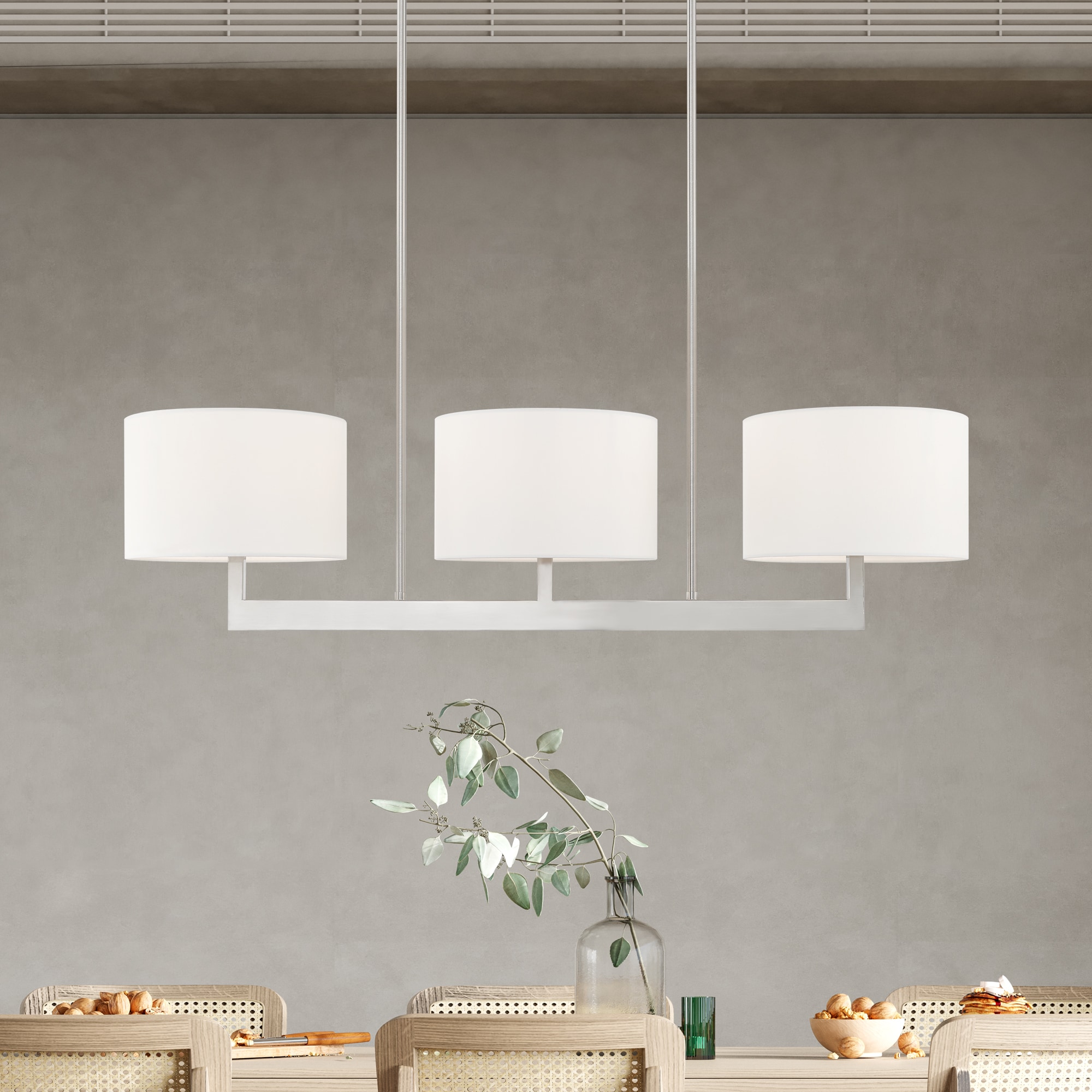 Hayworth Contemporary Brushed Nickel 3-Light Linear Chandelier