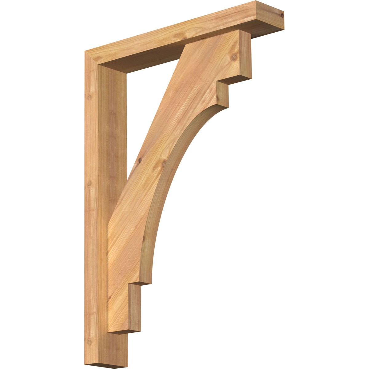 Ekena Millwork 1463114 Merced Block Smooth Bracket with Offset Brace Western Red Cedar Wood Standard Bracket