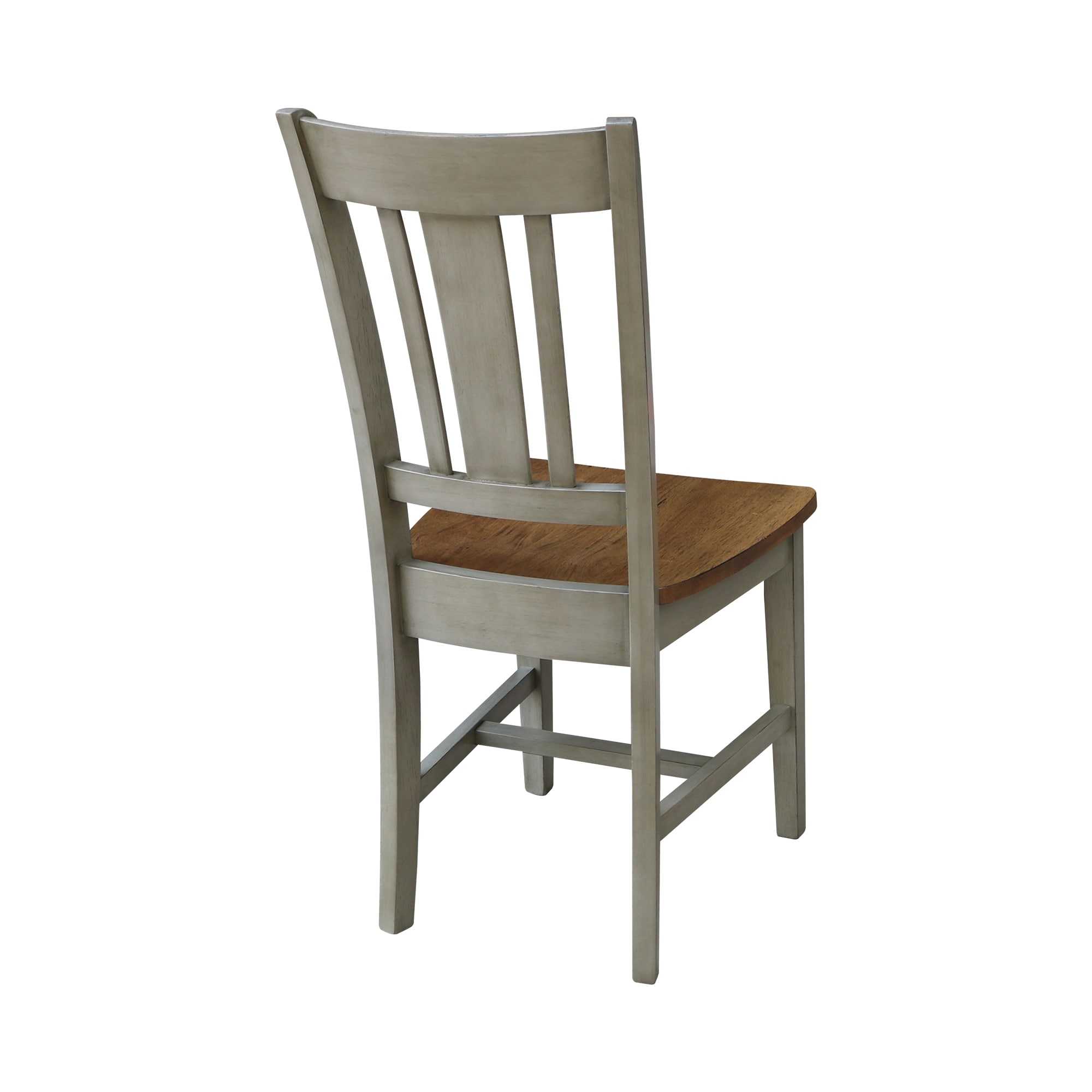 Distressed Hickory and Stone High Back Wood Dining Chairs