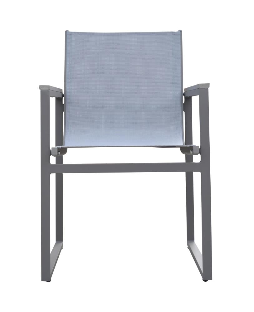 Gray Aluminum Outdoor Dining Chairs with Cushions - Set of 2