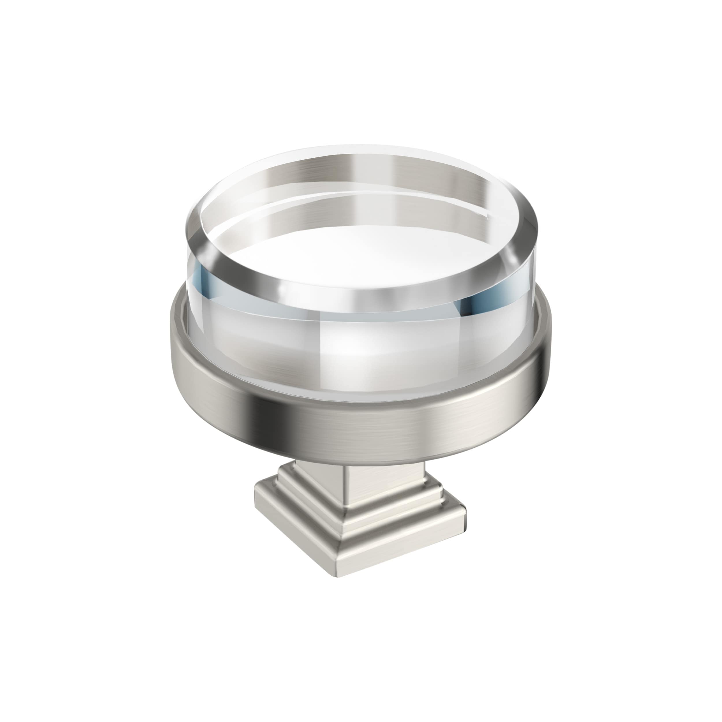 Amerock BP36976CG10 Glacio 1-1/2-in Clear/Satin Nickel Round Contemporary Cabinet Knob