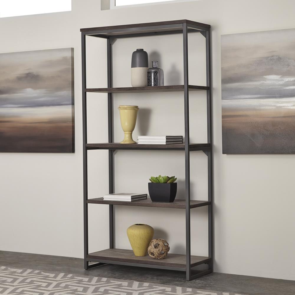 Home Styles Barn Side Metro Driftwood Metal 5-Shelf Bookcase (38-in W x ...