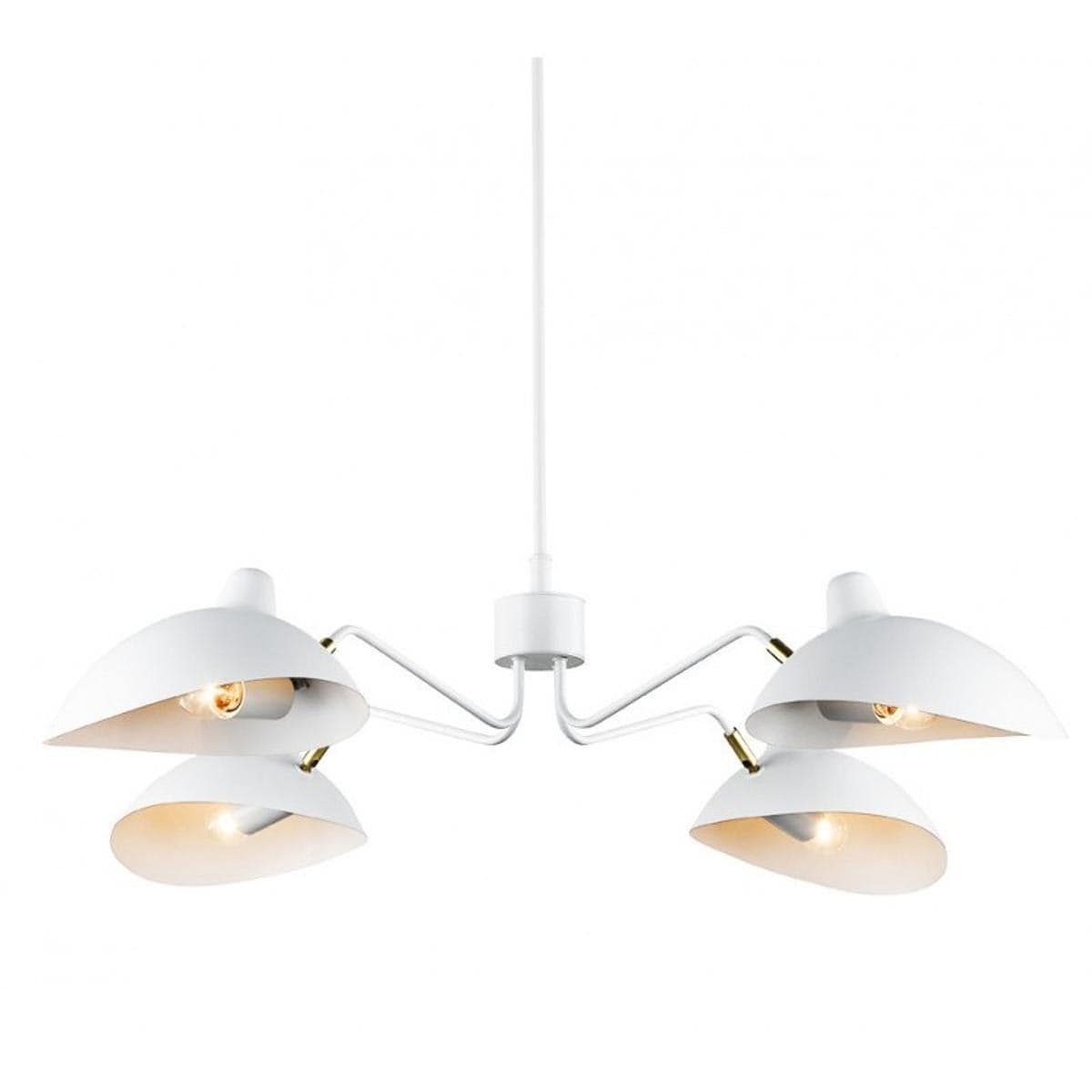Matteo  Lighting C57904WH Droid 4 Light 42 inch White and Brushed Gold Pendant Ceiling Light