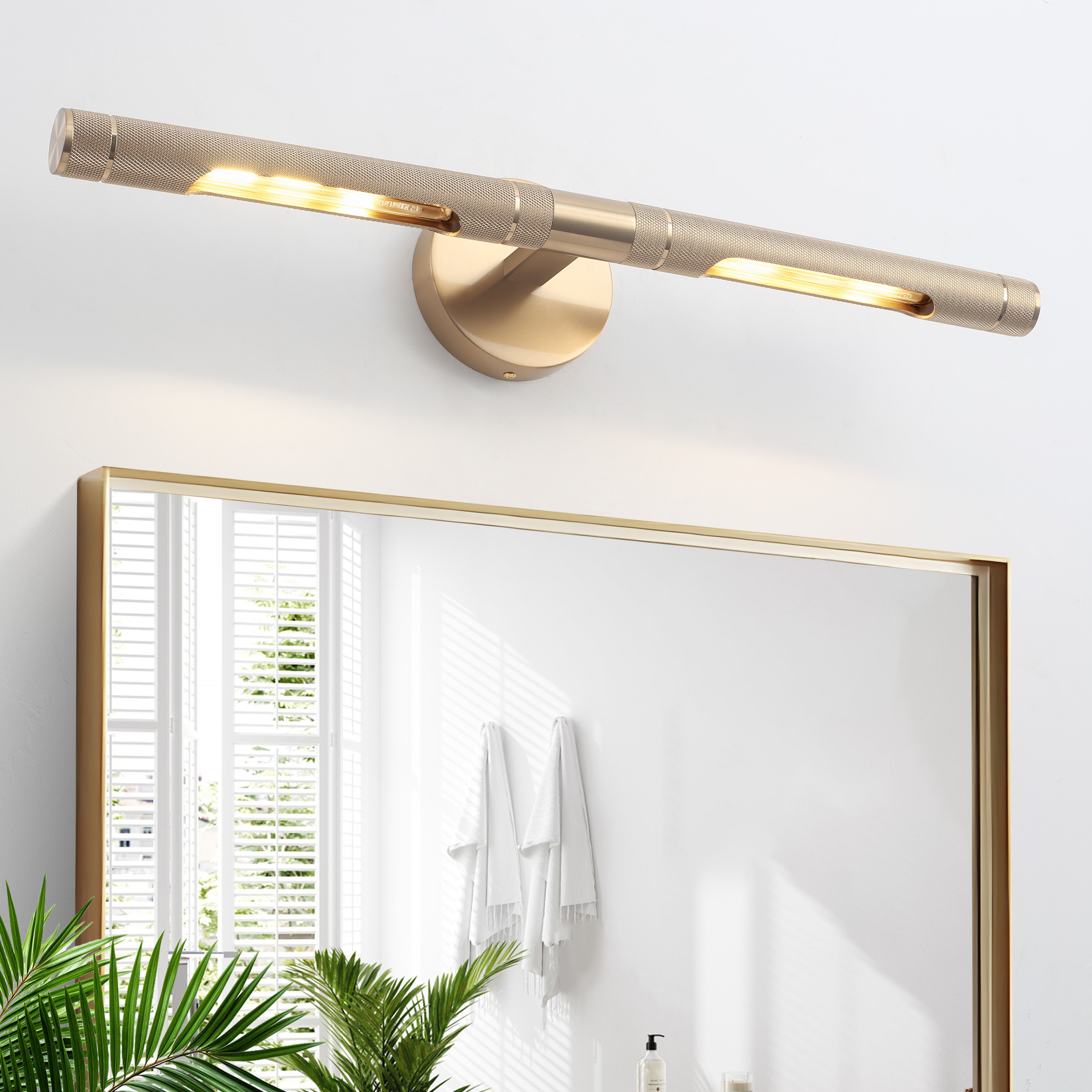 GoYeel 23.62-in 2 Light Gold Modern/contemporary Bathroom Vanity light bar