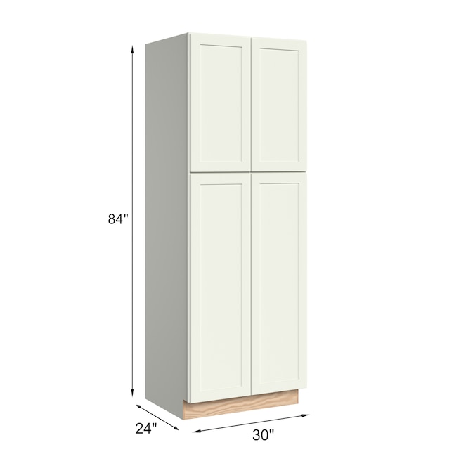 Shaker Ready To Assemble 30 in. W x 84 in. H x 24 in. D x Plywood Pantry Kitchen Cabinet in Denver White Painted Finish Shaker Ready To Assemble 30 in. W x 84 in. H x 24 in. D x Plywood Pantry Kitchen Cabinet in Denver White Painted Finish