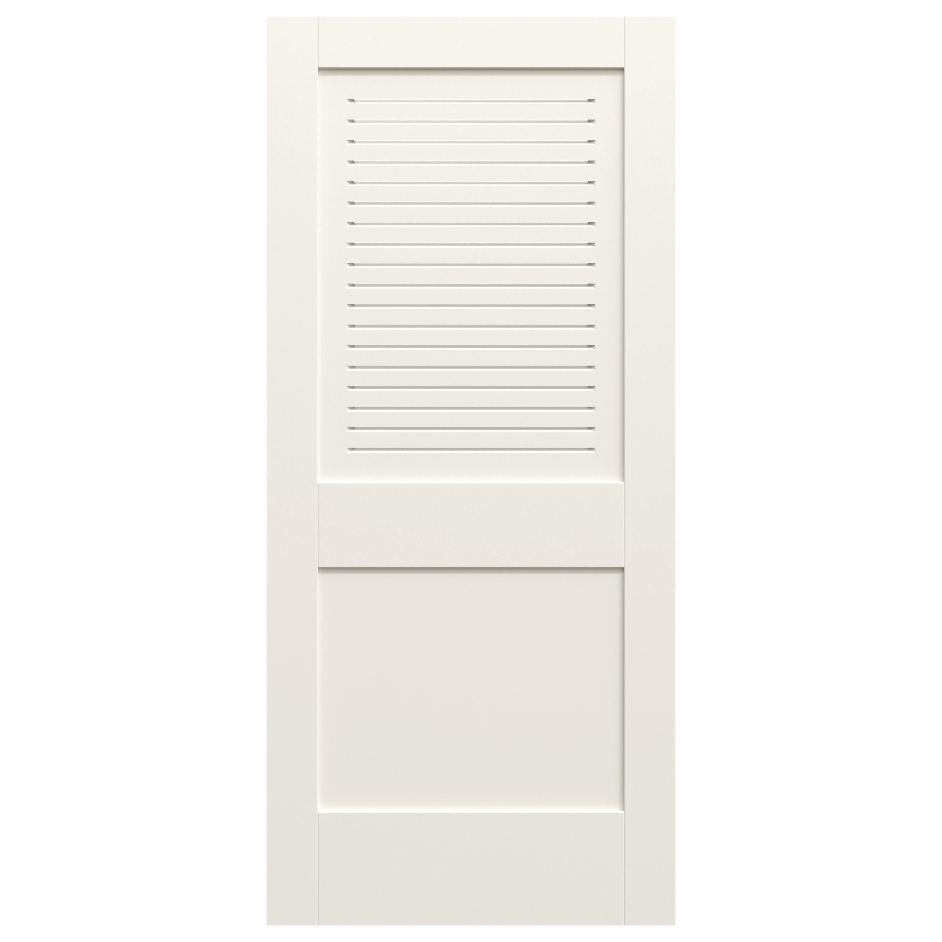 JELD-WEN LOWOLJW254500006 Modern Ventilated Panel 36-in x 80-in Primed Louver Textured Solid core Primed MDF Slab Door