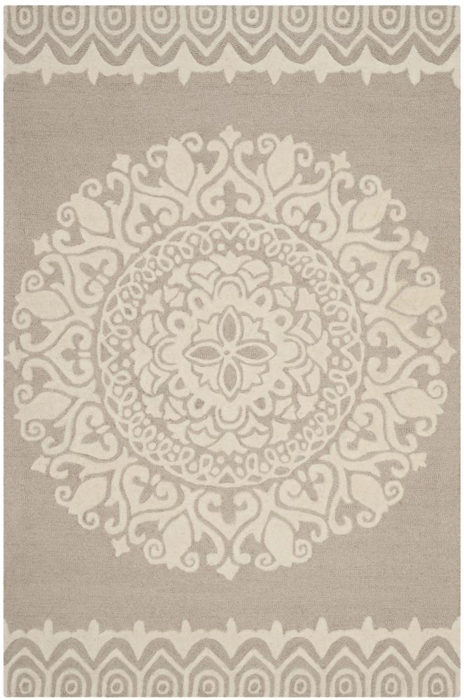 Ivory Rectangular Hand-Tufted Wool 4' x 6' Area Rug