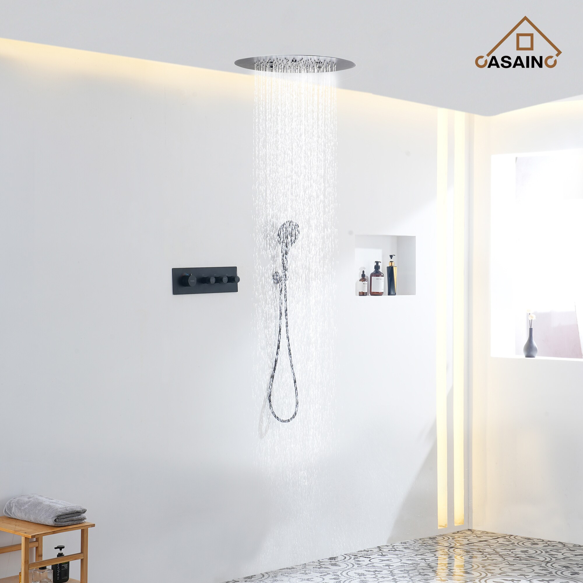 Matte Black Stainless Steel Rain and Pulse Shower System